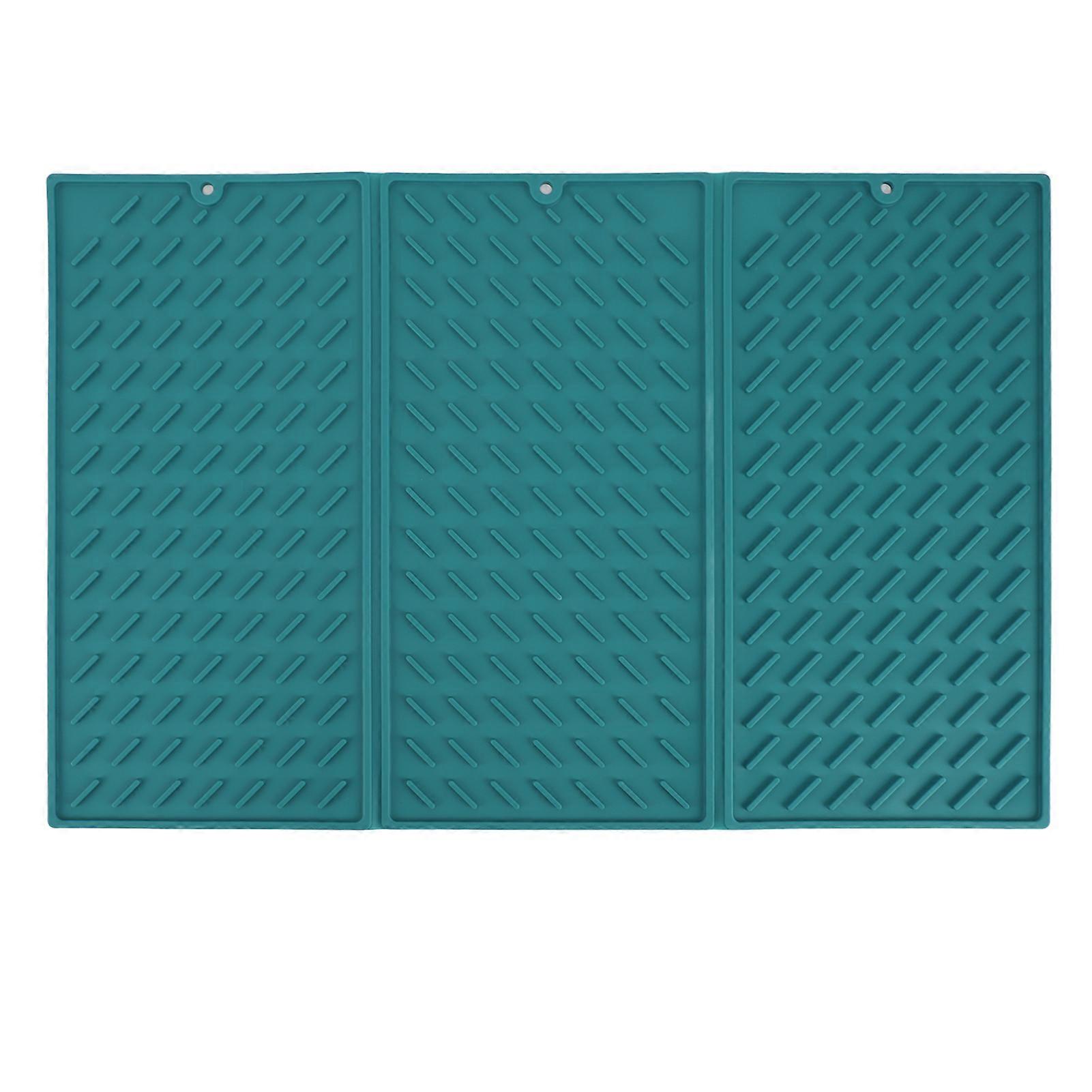3-Fold Foldable Silicone Drying Mat Fast Drying Waterproof Green