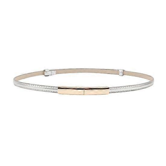 Faux Leather Women Belt Adjustable Thin Design Snap Button Waistband Decorative Dress Belt Garment Accessories
