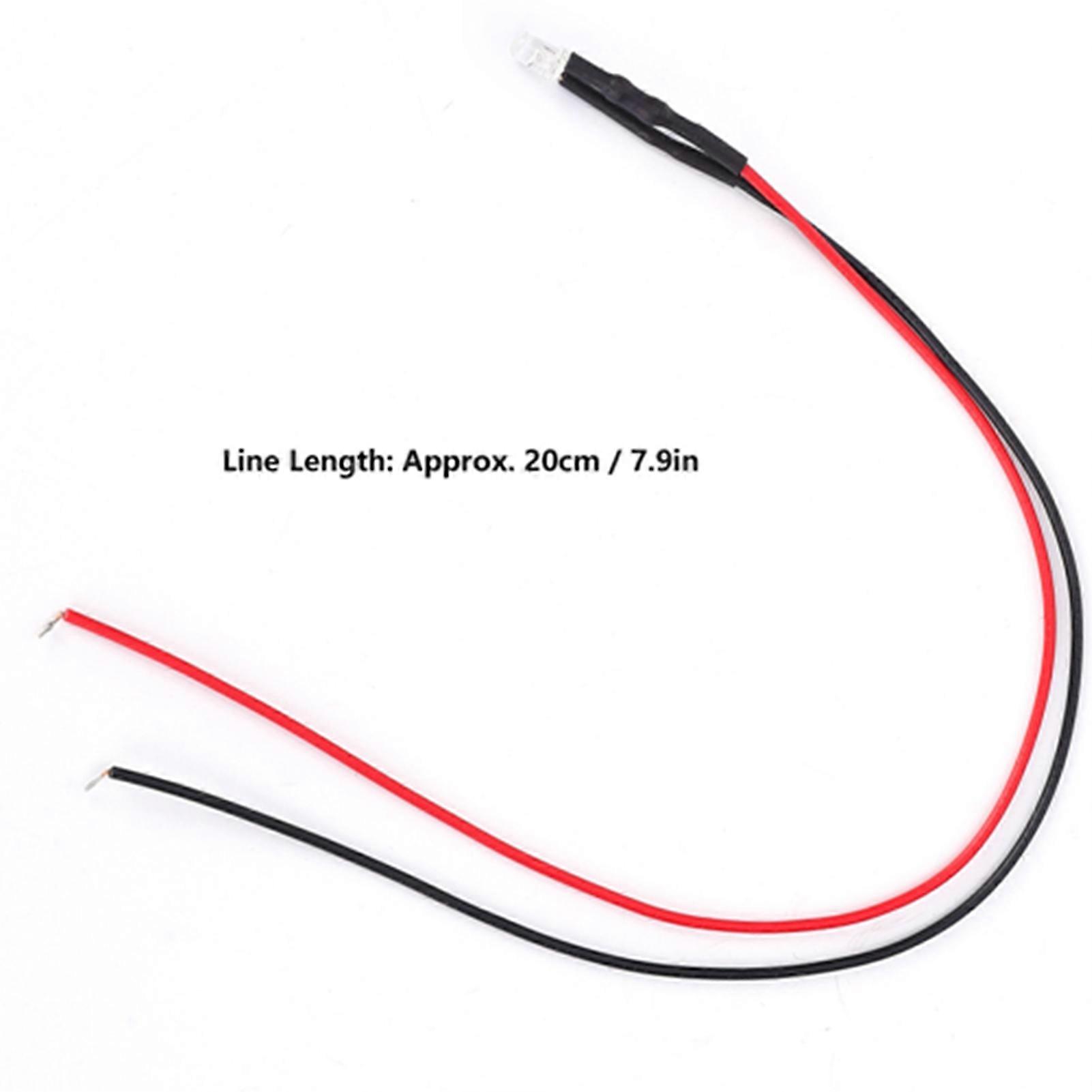 50pcs 12V 3mm LED Beads Round Head Straight Plug Wired Light Diodes