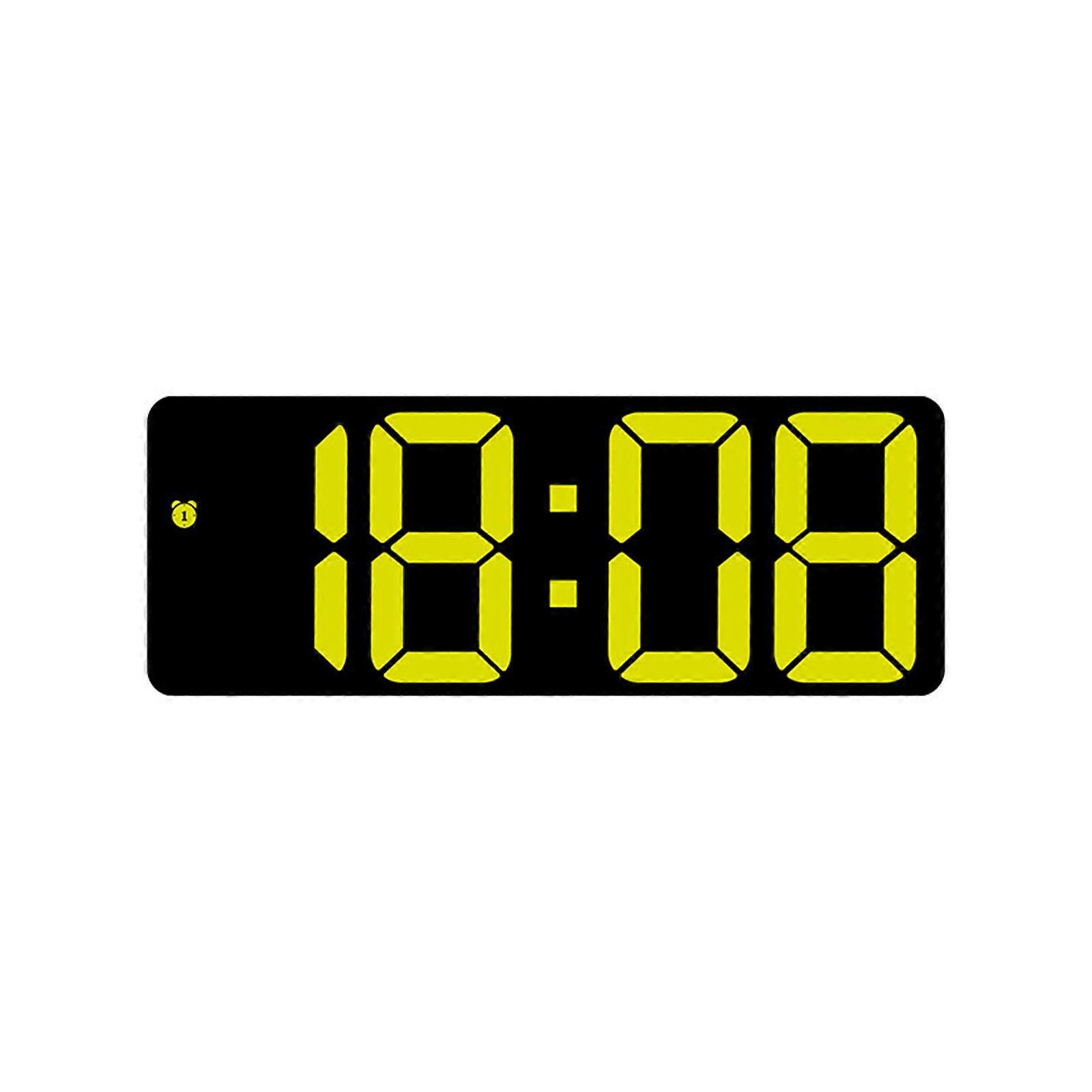 Modern Digital Desk Clock Alarm Clock with Temperature Date Display Desktops Clock Easily Setting Bed side Clock Decors bright yellow