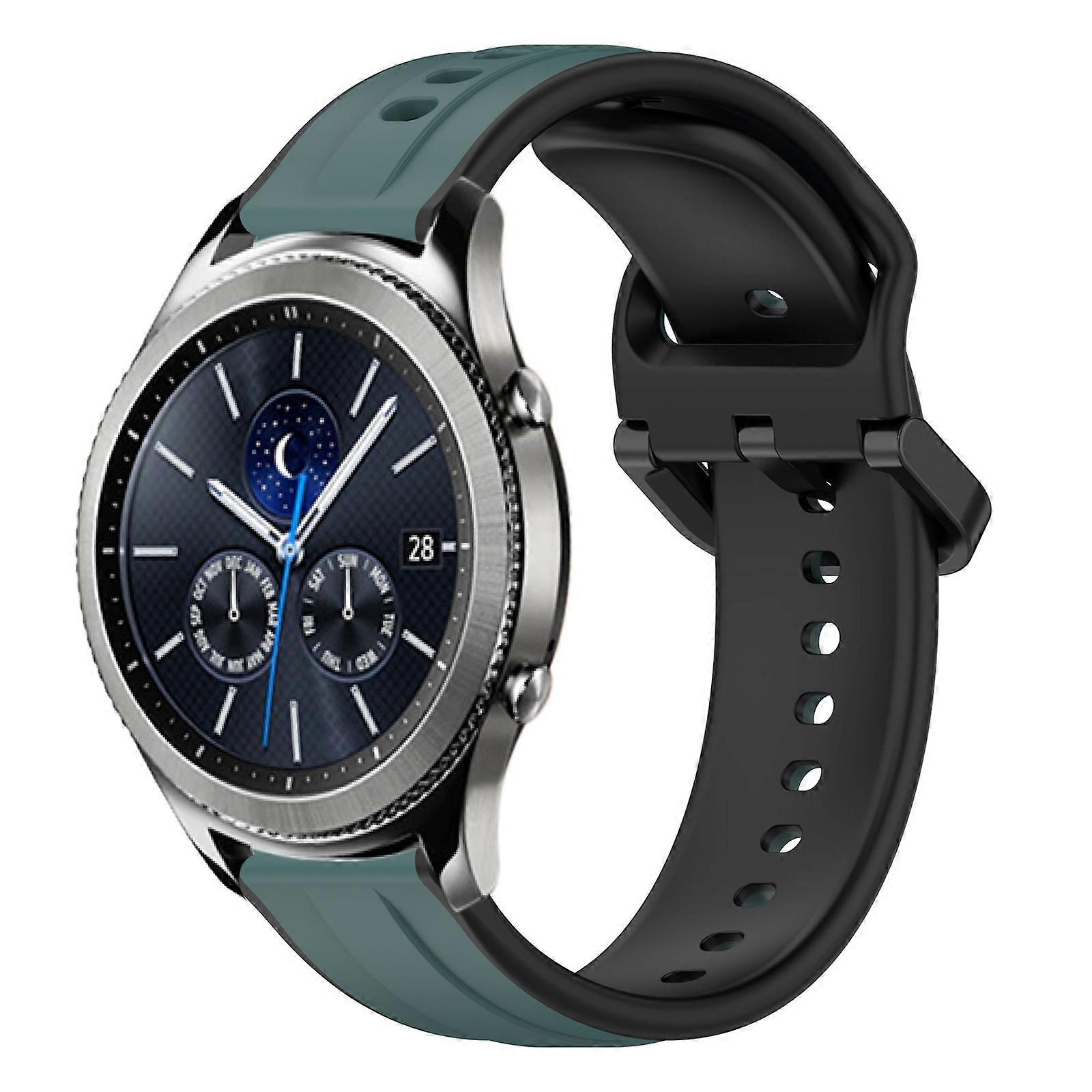 For Samsung Gear S3 Classic 22mm Convex Loop Two-Color Silicone Watch Band