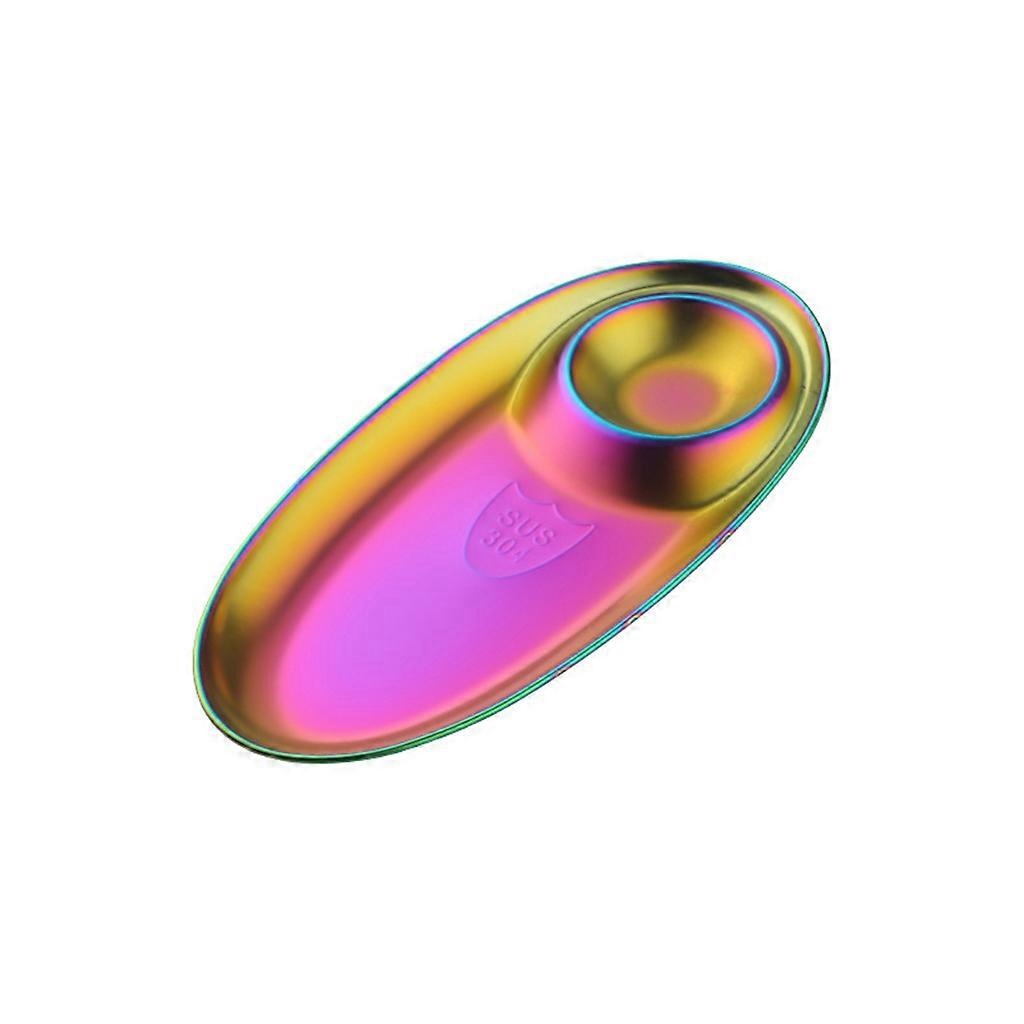 Stainless Steel Barbecue Plate Single Layer Dish Double Grid Oval Plates Dish Color is Bright not Easy Fade Durable Symphony