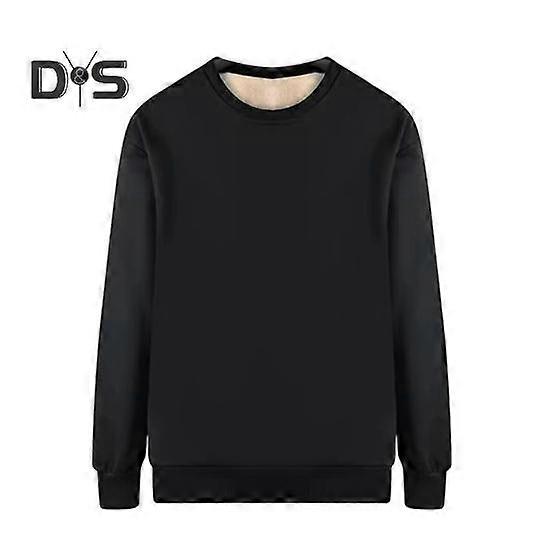 Winter Men Sweatshirt Thickened Plush Keep Warm O Neck Long Sleeves Elastic Cuff Plus Size Solid Color Bottoming Top Daily Wear Clothes