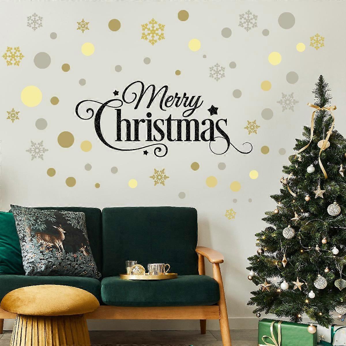 Christmas Static Window Sticker Traceless Wall Decal, DIY Xmas Shop Window Clings Home Wall Decor,Snowflakes, Dots Pattern Stickers