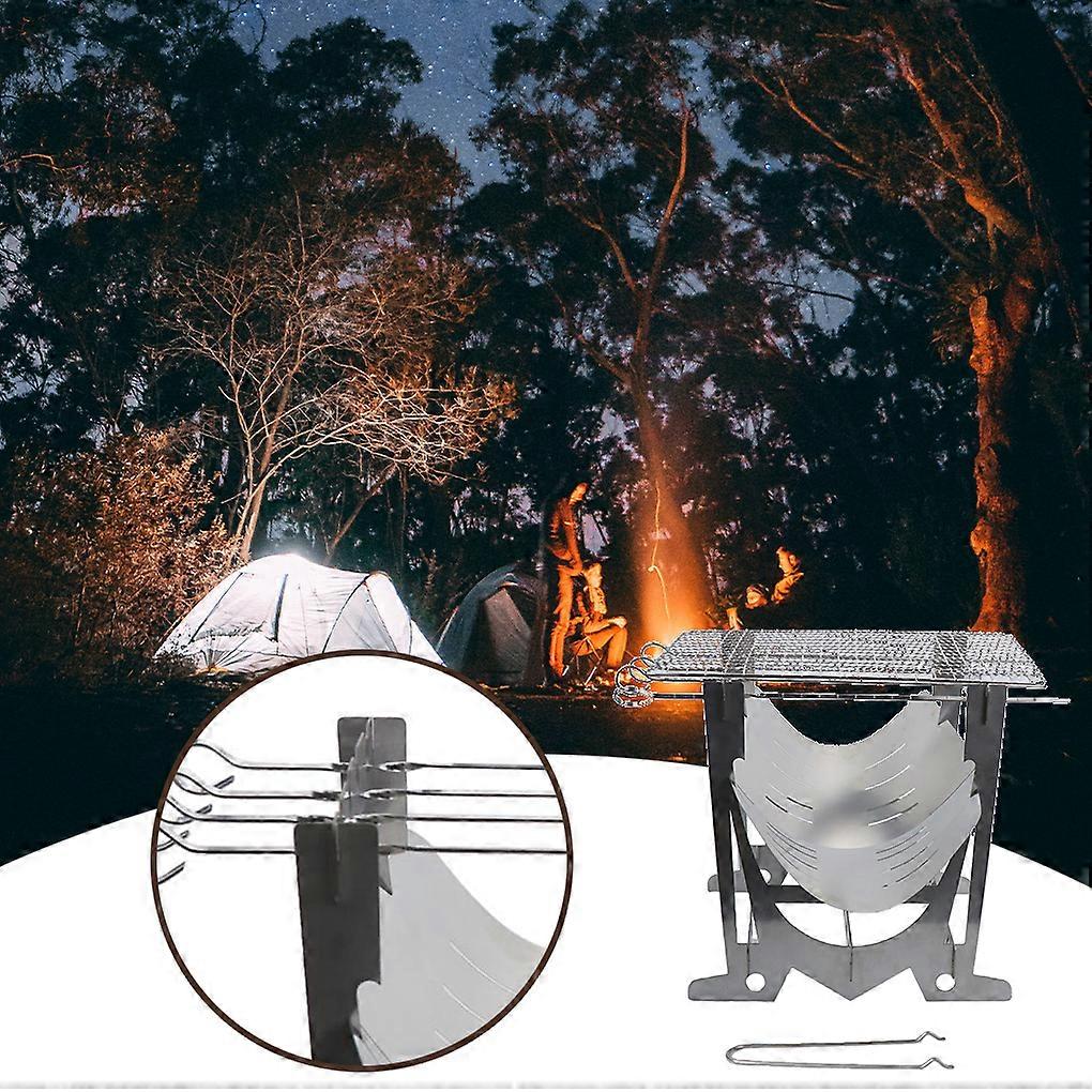 Barbecue Grill Stainless Steel Foldable Portable Firewood Charcoal Stove with Ash Tray BBQ Cooking Accessories Picnic