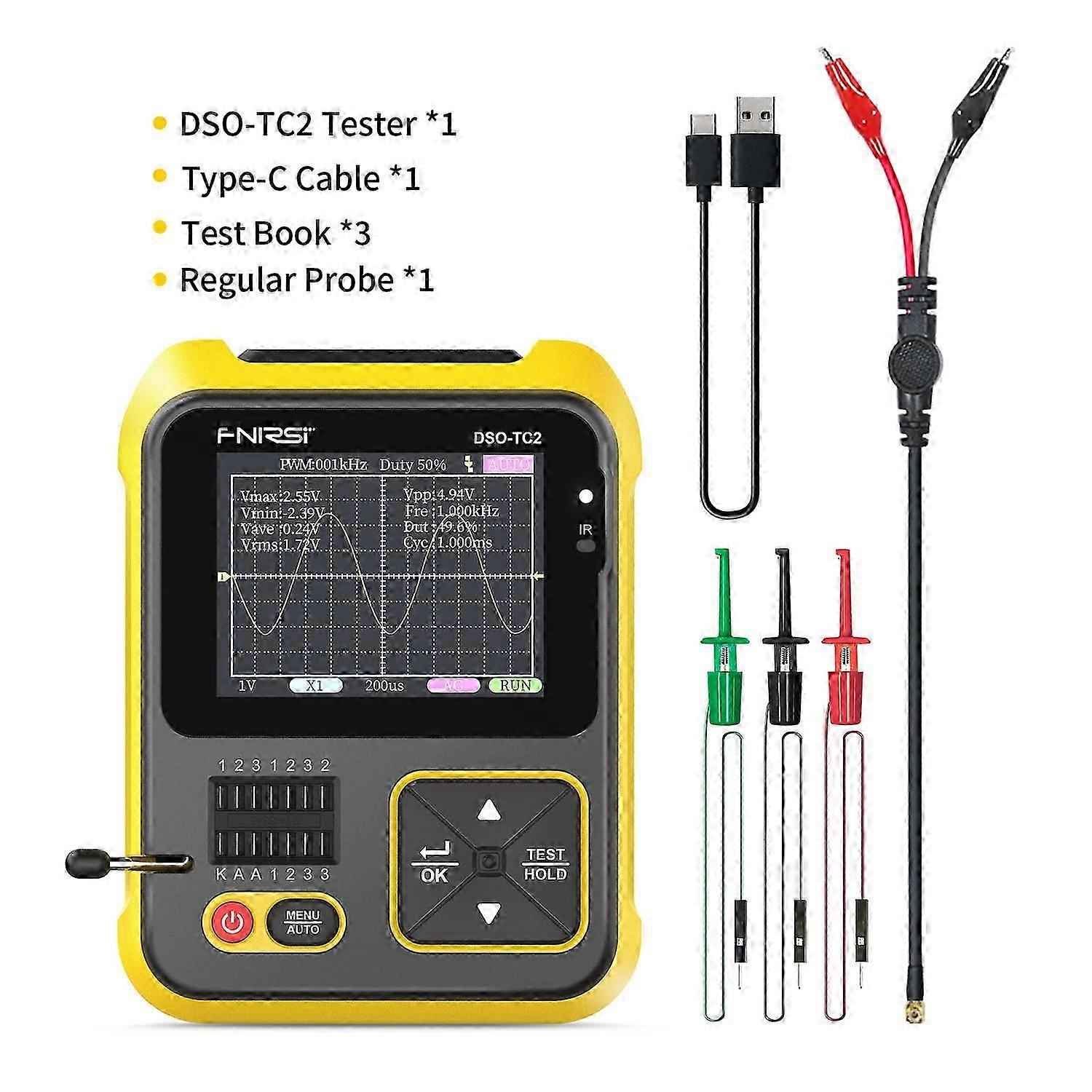 DSO-TC2 Håndholdt Digital Oscilloskop Transistortester 2-i-1 Støtte Diode Kapasitansspenning LCR Oppdage PWM Ut