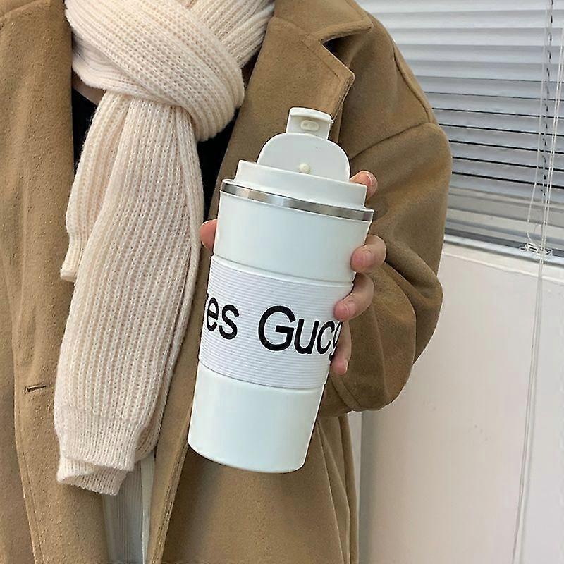 Coffee Travel Mug 17oz,Insulated Coffee Mug with Lid,Leakproof Coffee Thermos-White