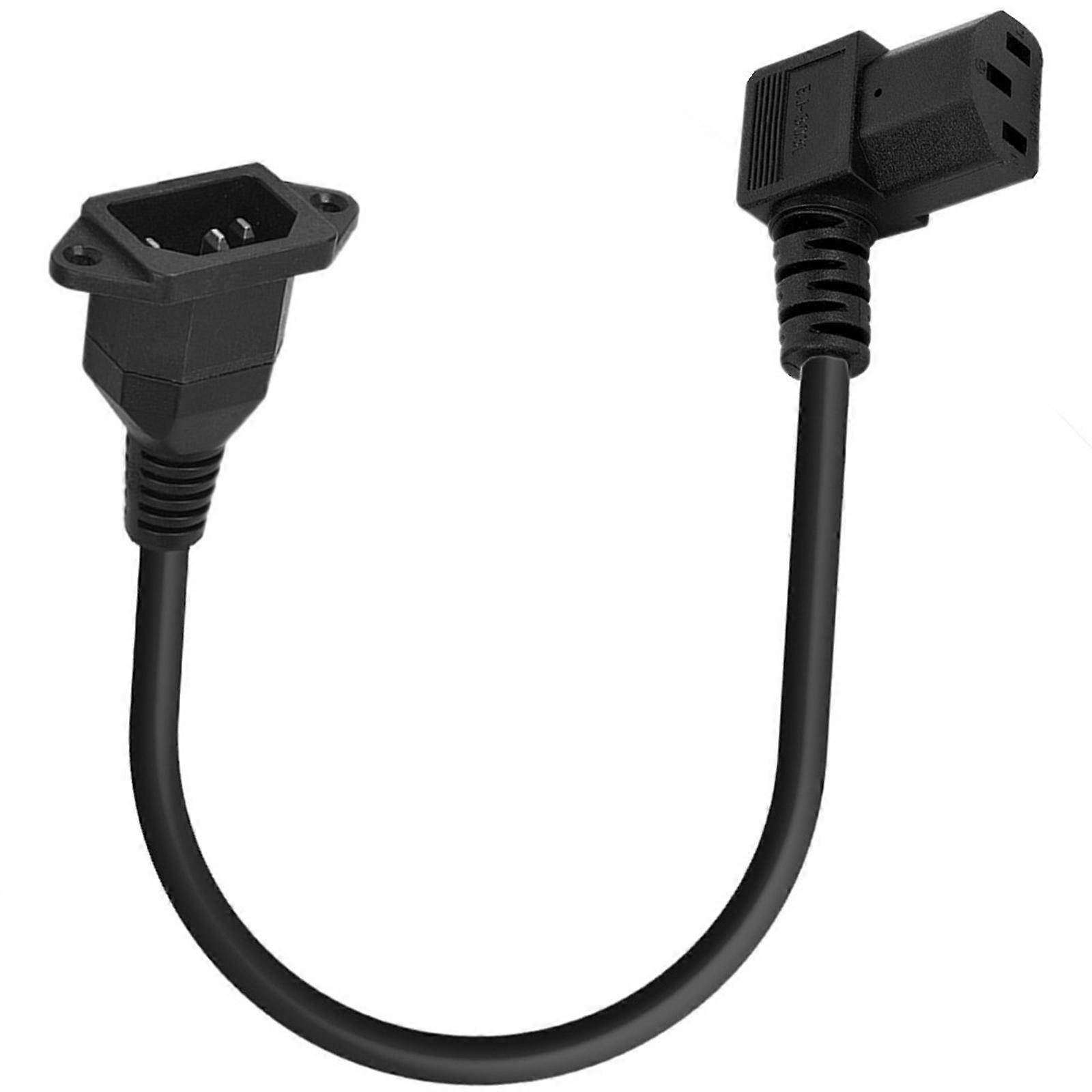 C13 to C14 Panel Mount Power Cable 90 Degree IEC 320 C13 Female to C14 Male Power Supply Extension Cord for Monitors
