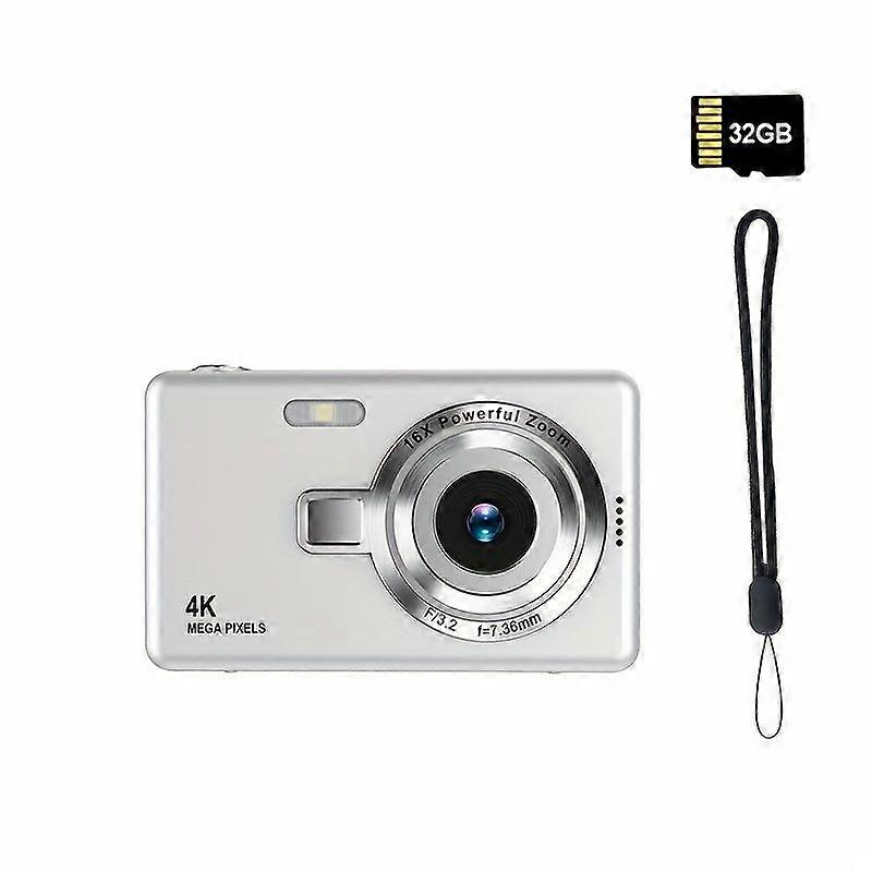 Digital Camera Portable Digital Camera Hd Auto Focus With 32G Card Silver