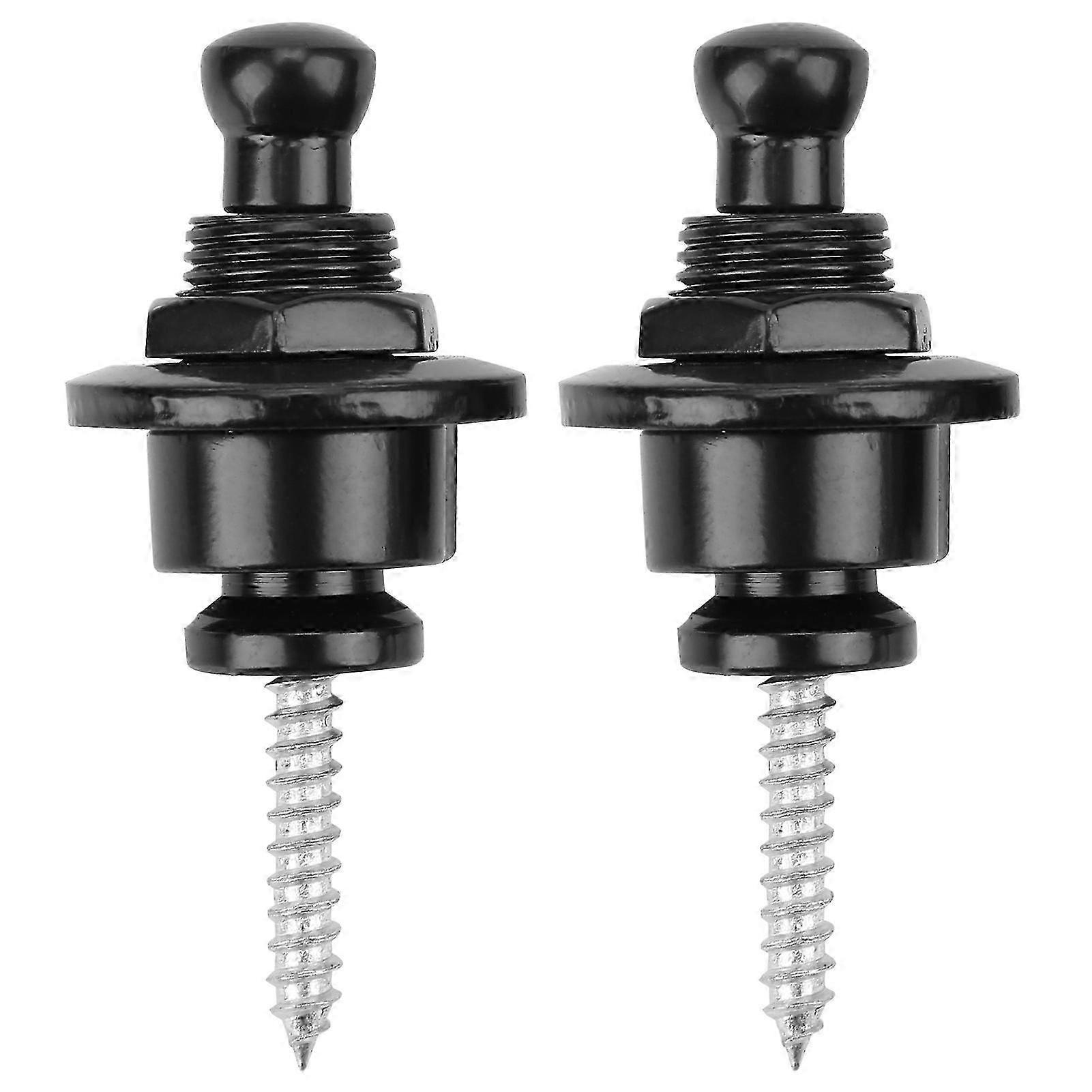 Gitarrrem Lås Knappar Änd Anti-Dropping Anti-Slip Järnplätering för Elbas Ukulele (Svart)