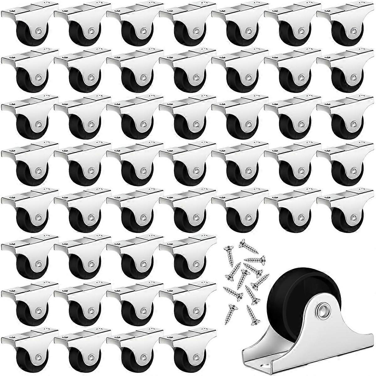 Small Caster Rigid Non-Swivel Fixed Caster with Metal Top Plate,48PCS