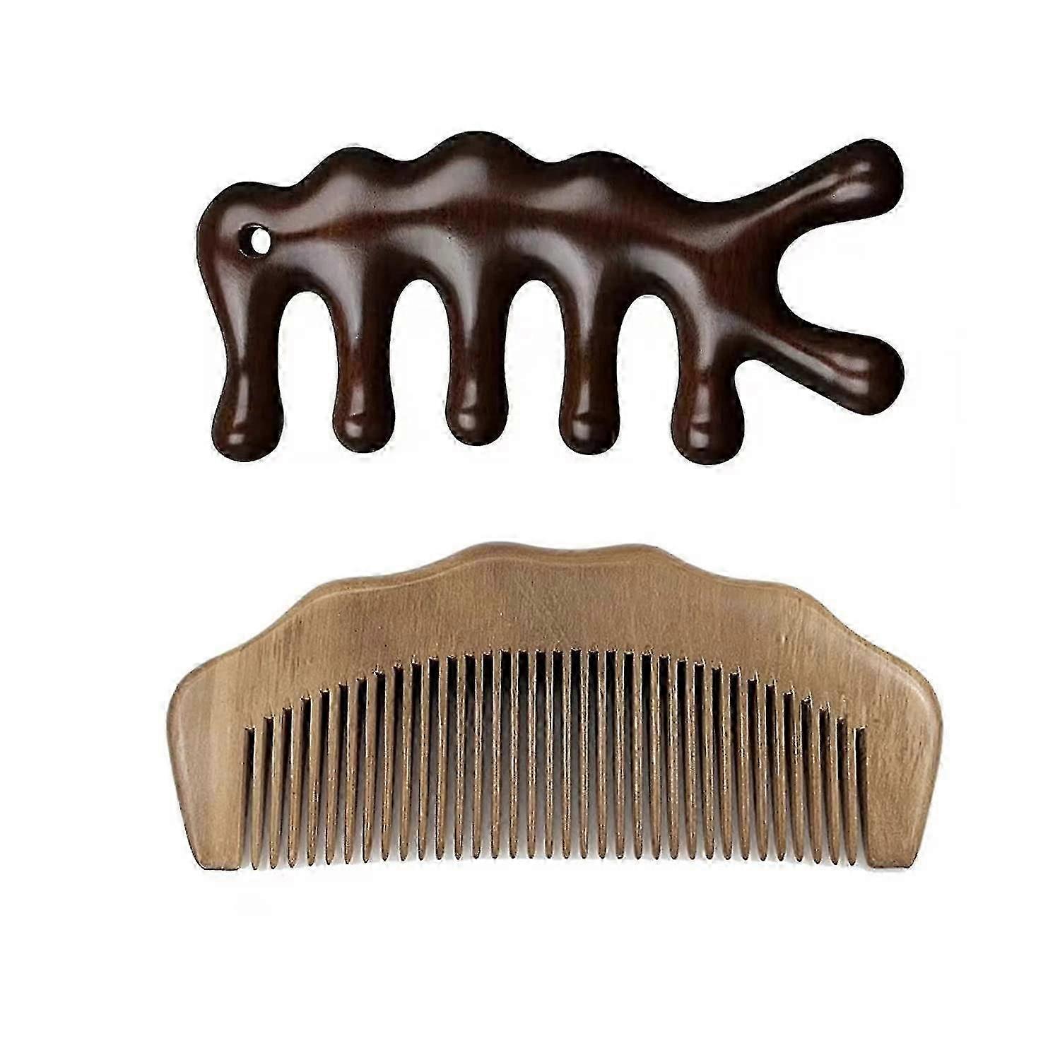 2 Pcs Natural Wooden Combs, Scalp Massage Combfine Tooth Wooden Comb, Anti Static Wood, For Head Caring Relaxation Acupoint Massage And Styling, Comb