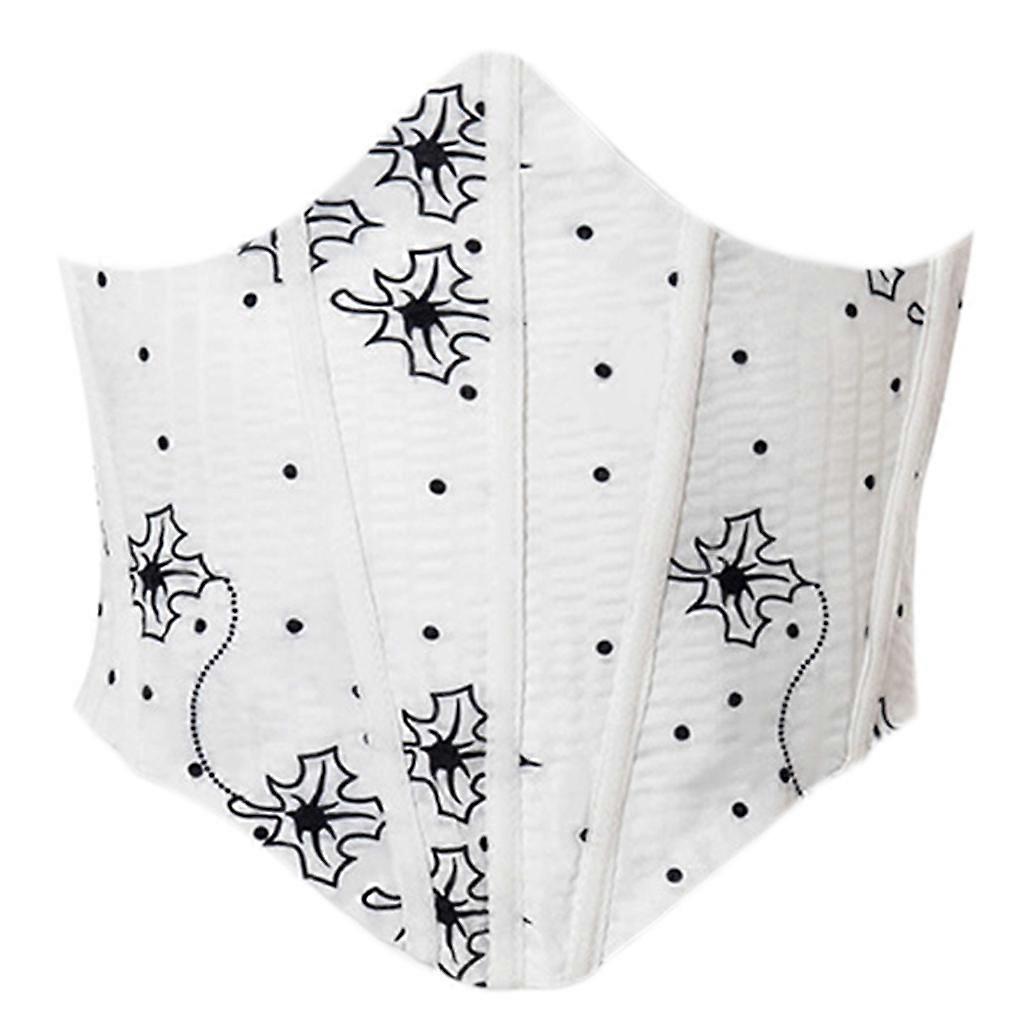 Waist Cinchers Wide Band Belts Flower Print High Elasticity All-match Elegant Attractive Accessory for Parties  White S
