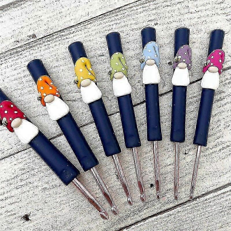 مجموعة من 7 خطافات كروشيه قوس قزح جنوم ، مجموعة خطاف الكروشيه ، مقبض مريح قوس قزح الكروشيه هوك لمحبي خطاف الكروشيه الكروشيه