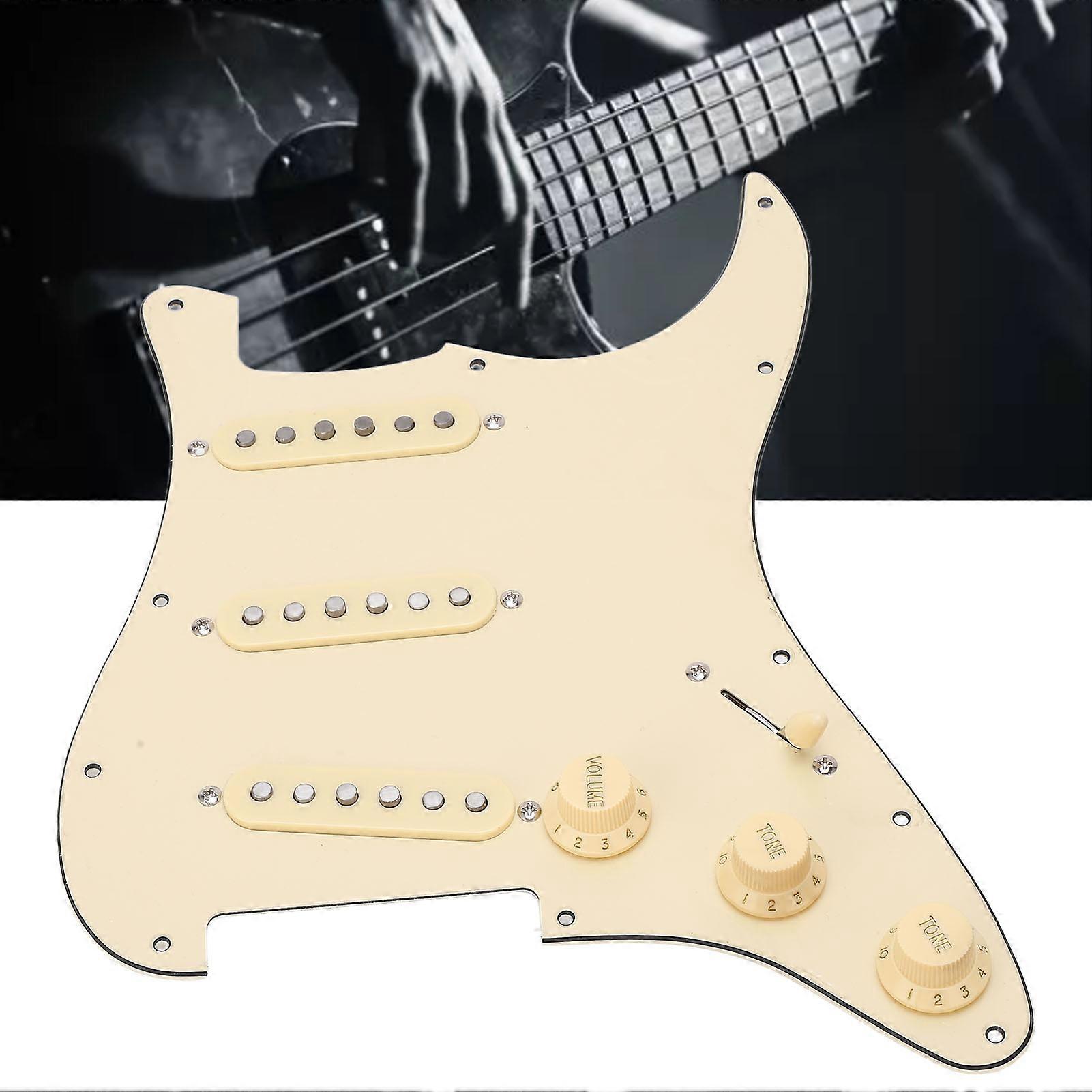 Yellow Guitar Pickup Pickguard Prewired 3 Single Coil Set Kit