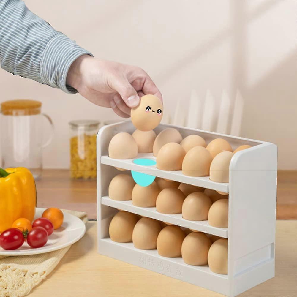 3 Tier Egg Holder Rack for Kitchen Refrigerator Countertop Storage, Organizes 30 Eggs, Durable Plastic Design