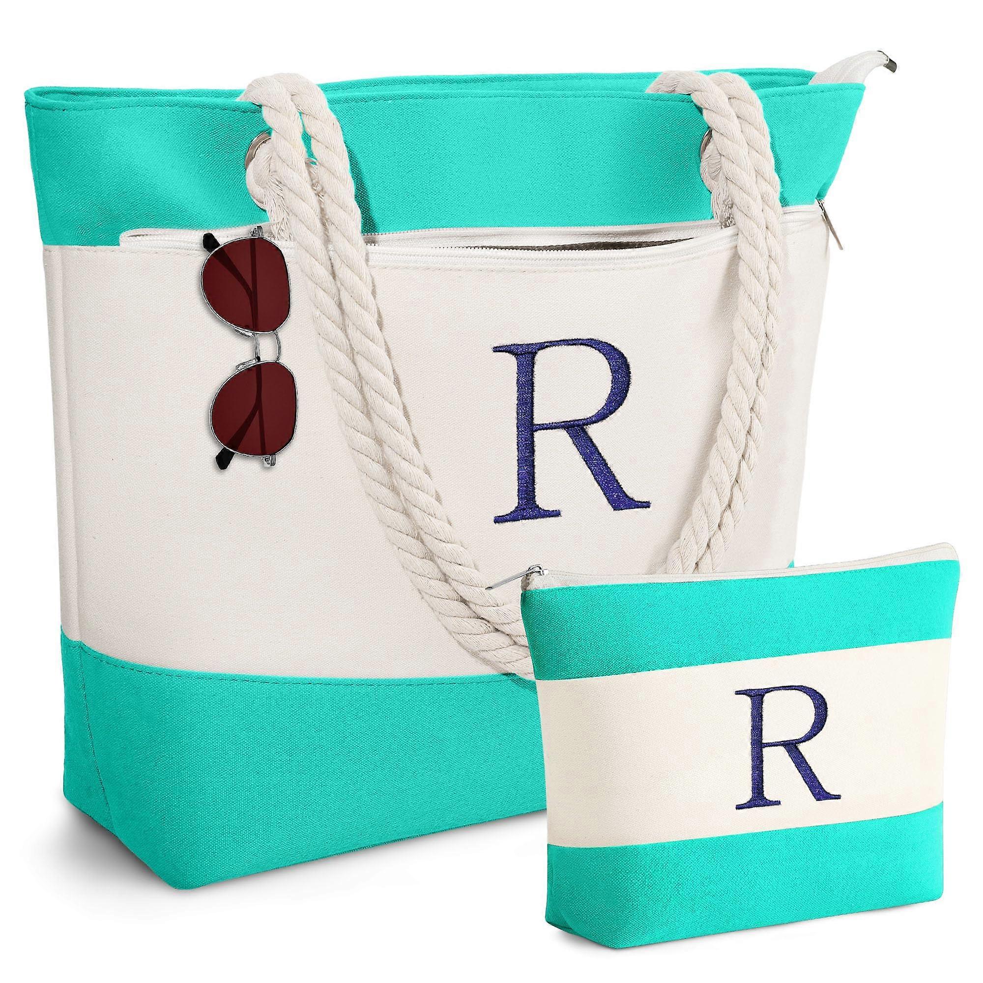 Beach Tote Bag Large Capacity Canvas With Makeup Bag Included Summer Essential Gift