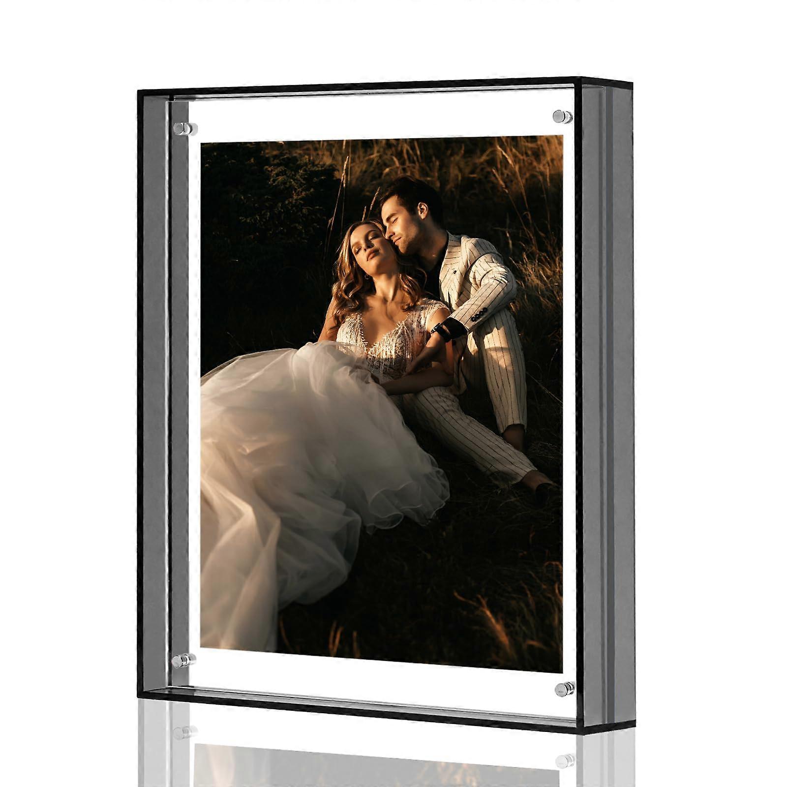 8x10 Picture Frames, Stunning Color Acrylic Photo Frame, Wall Tabletop Display, Black (1 Pack)
