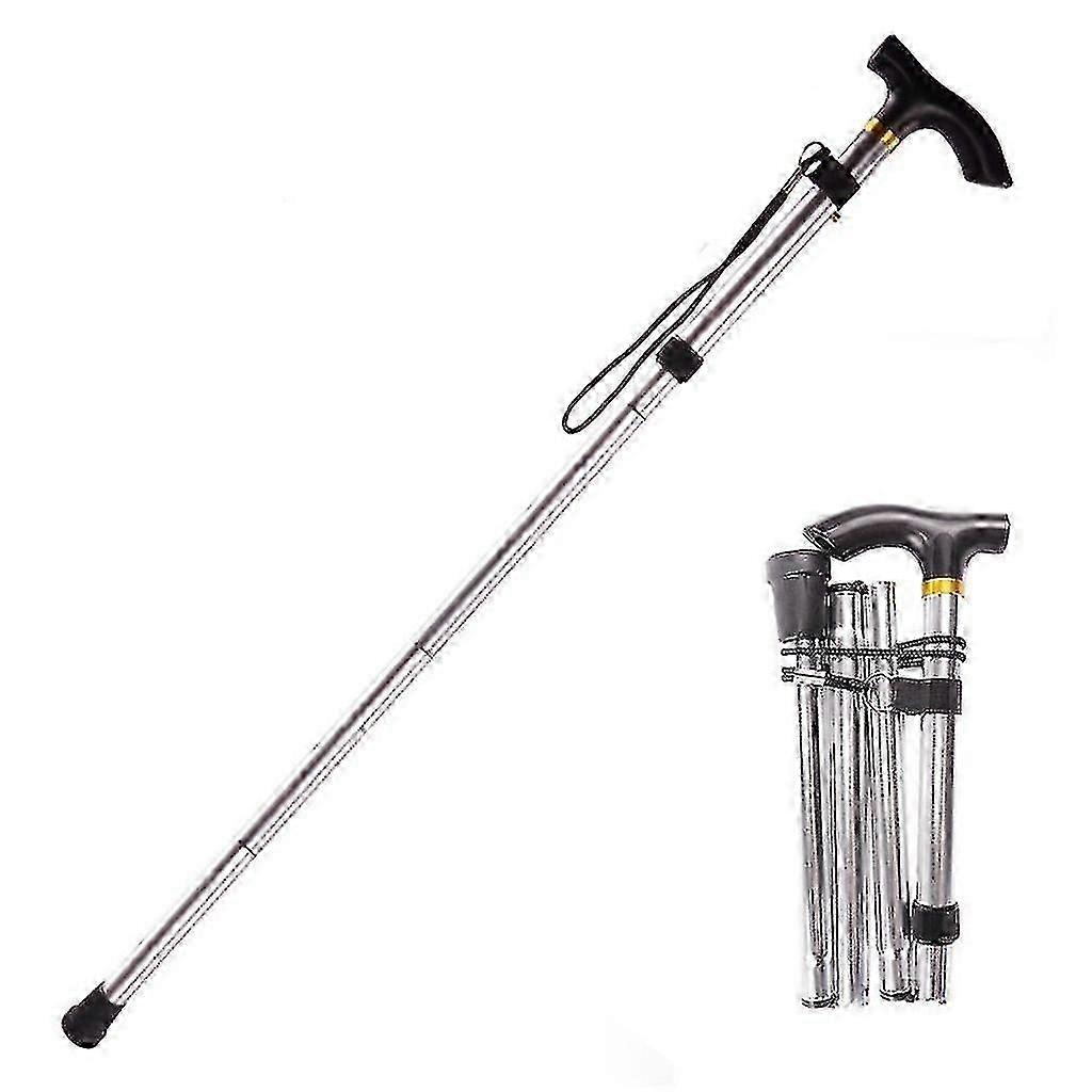 JiaWei Adjustable Folding Walking Stick Non-ip Base Hiking Trekking Poles Aluminum Alloy Collapsible Cane 1pc RB5