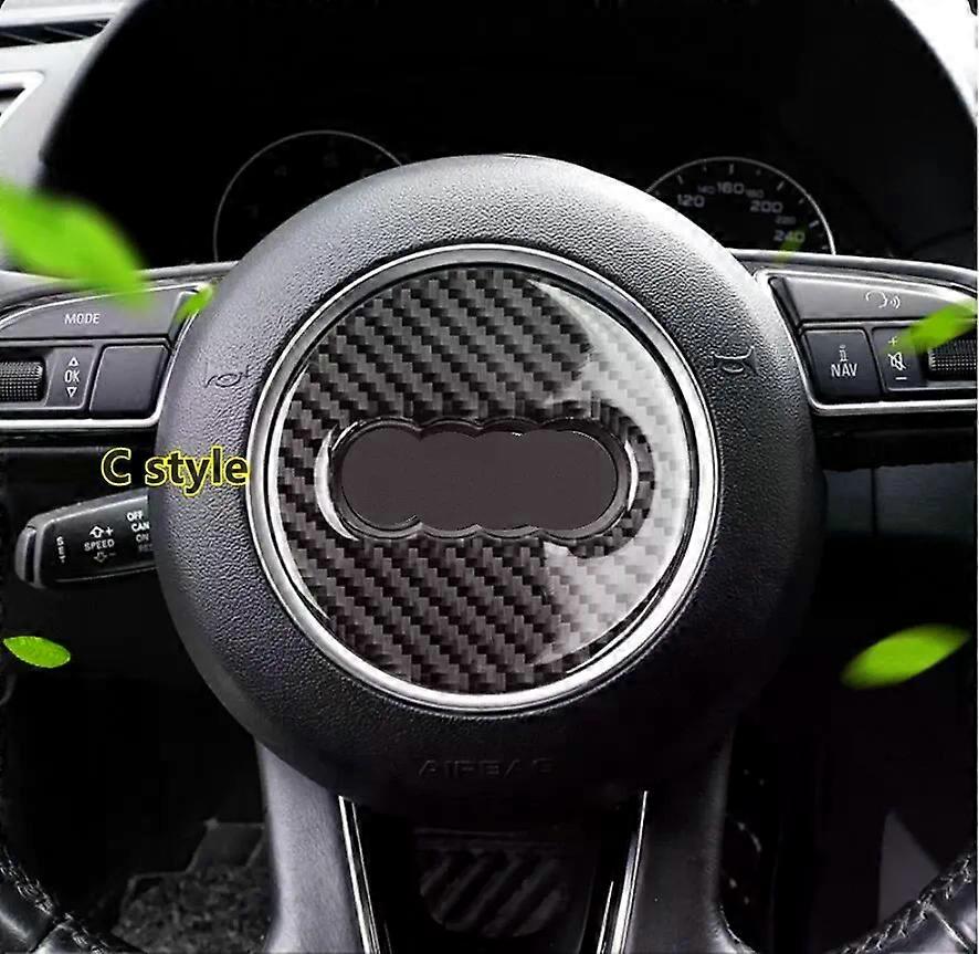 Car Carbon Fiber Steering Wheel Logo Sticker Frame Cover compatible for   A1 A3 A4 A5 A6 A7 Q3 A6 C7 Q5 A8 Q7 B6 B7 Auto Accessories