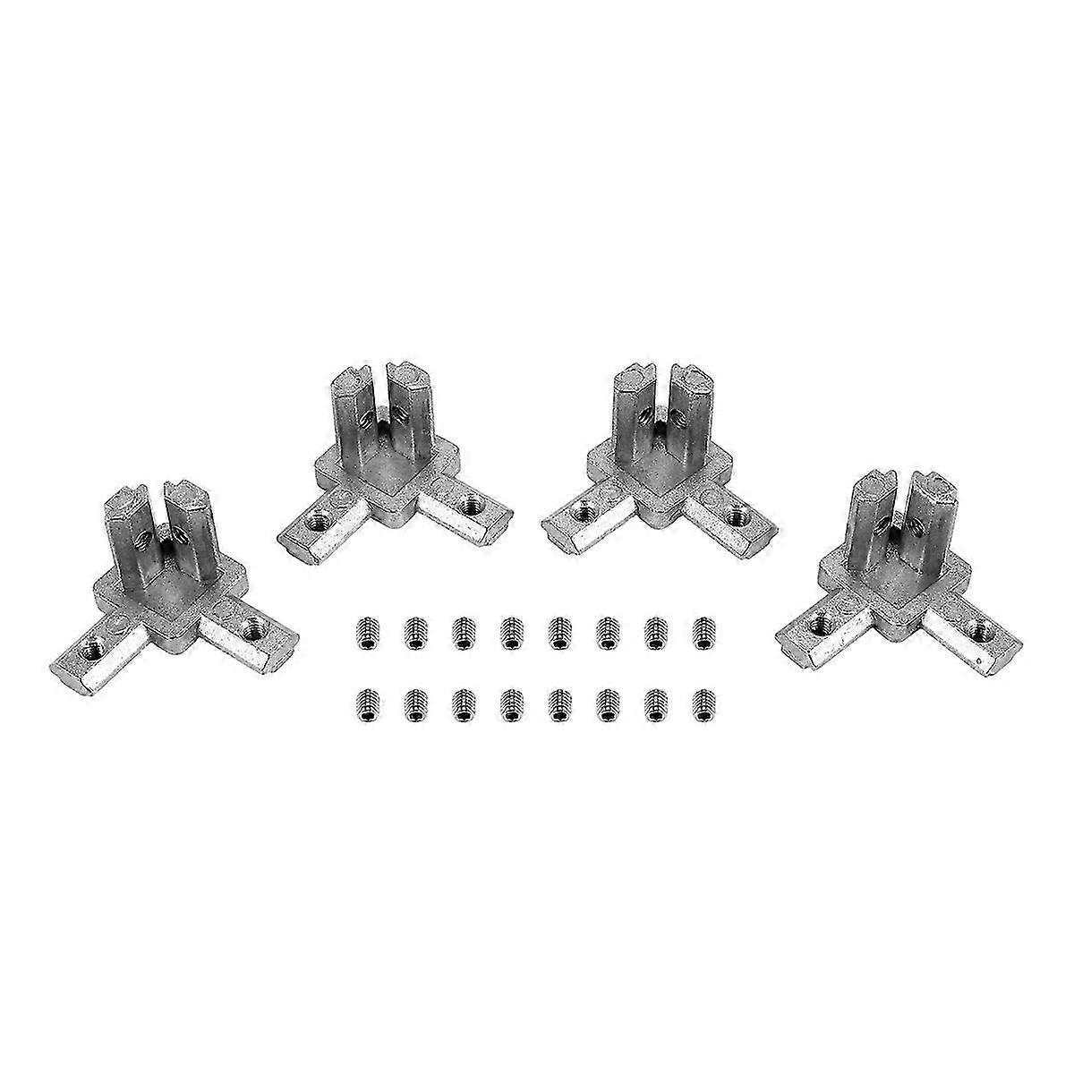 4Pc 2020 Series 3 Way End Corner Bracket Connector for European Standard 6mm T Slot 20 x 20mm Alumin