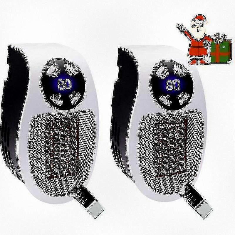 Set of 2 Portable 500W Ceramic Mini Fan Heaters with Thermostat and Timer for Office and Bedroom Use
