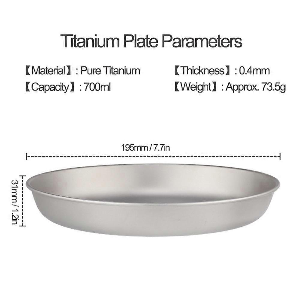 Lixada 700ml Titanium Plate Ultralight Dinner Fruit Plate Frying Pan for Outdoor Camping Hiking Backpacking Picnic BBQ