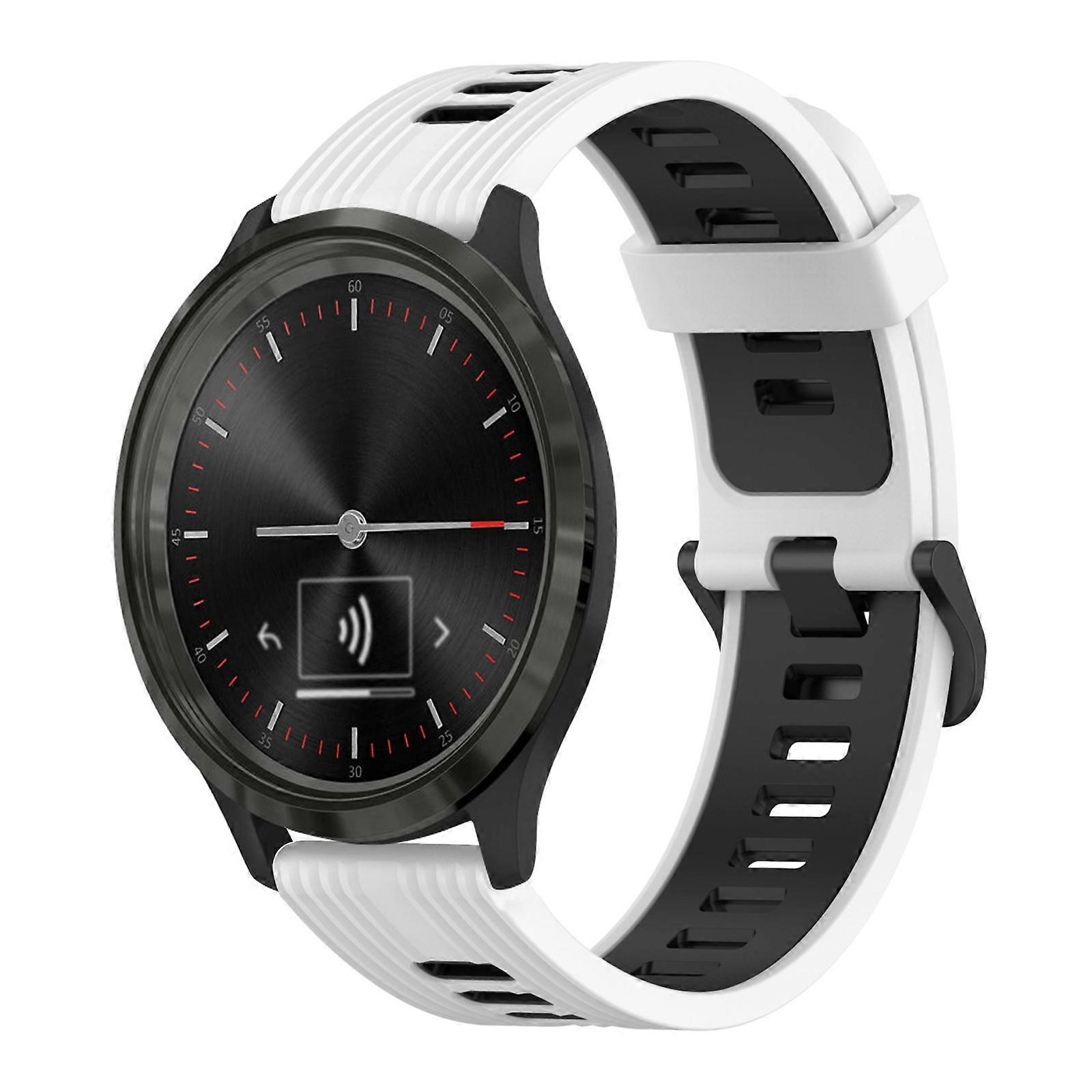 For GarminMove 3 20mm Vertical Pattern Two-Color Silicone Watch Band