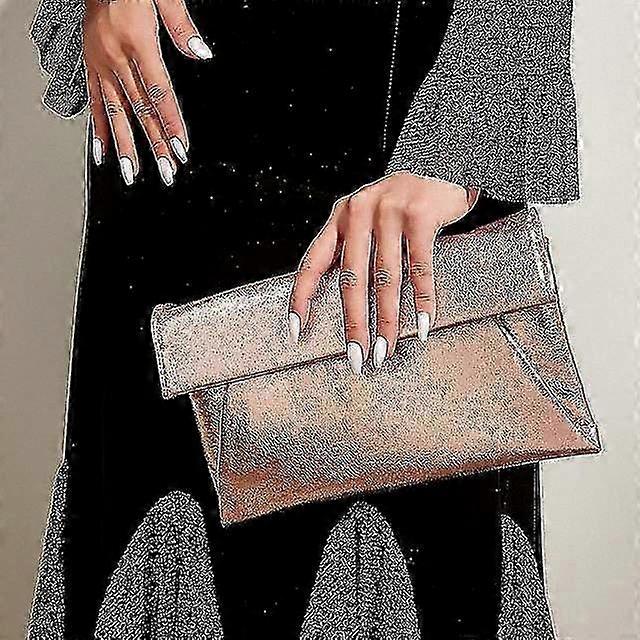 Stylish Women's Clutch Evening Bag in PU Leather for Parties, Daily Use, and Romantic Dates in Metallic Rose Gold