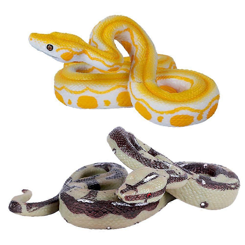 2Pcs High Simulation Boa Model Toys Plastic Snake Desktop Models Trick Toy