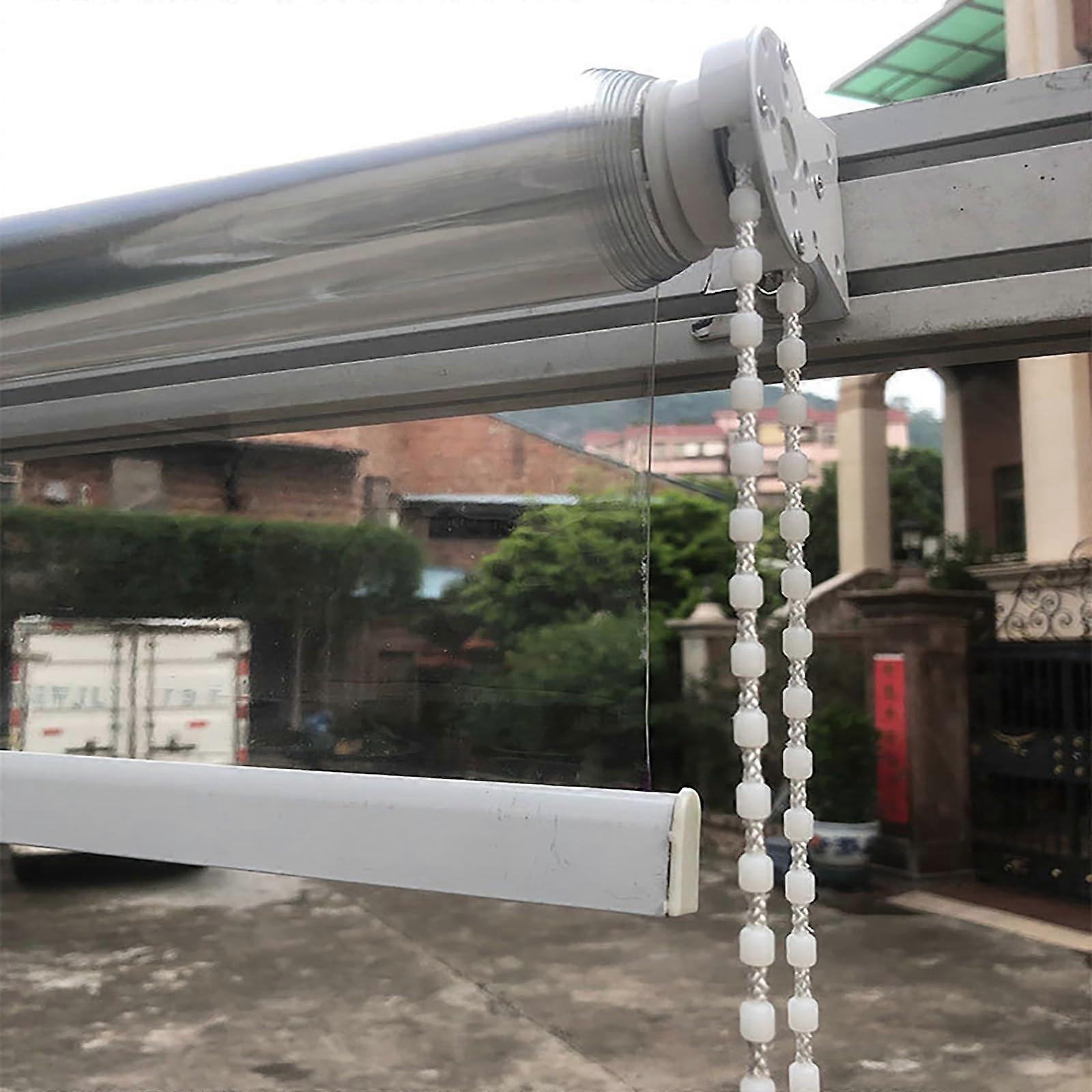 Transparent PVC Awning Outdoor Roller Blind; Waterproof, Windproof Patio Cover For Balcony & Garden; 110 x 140 cm