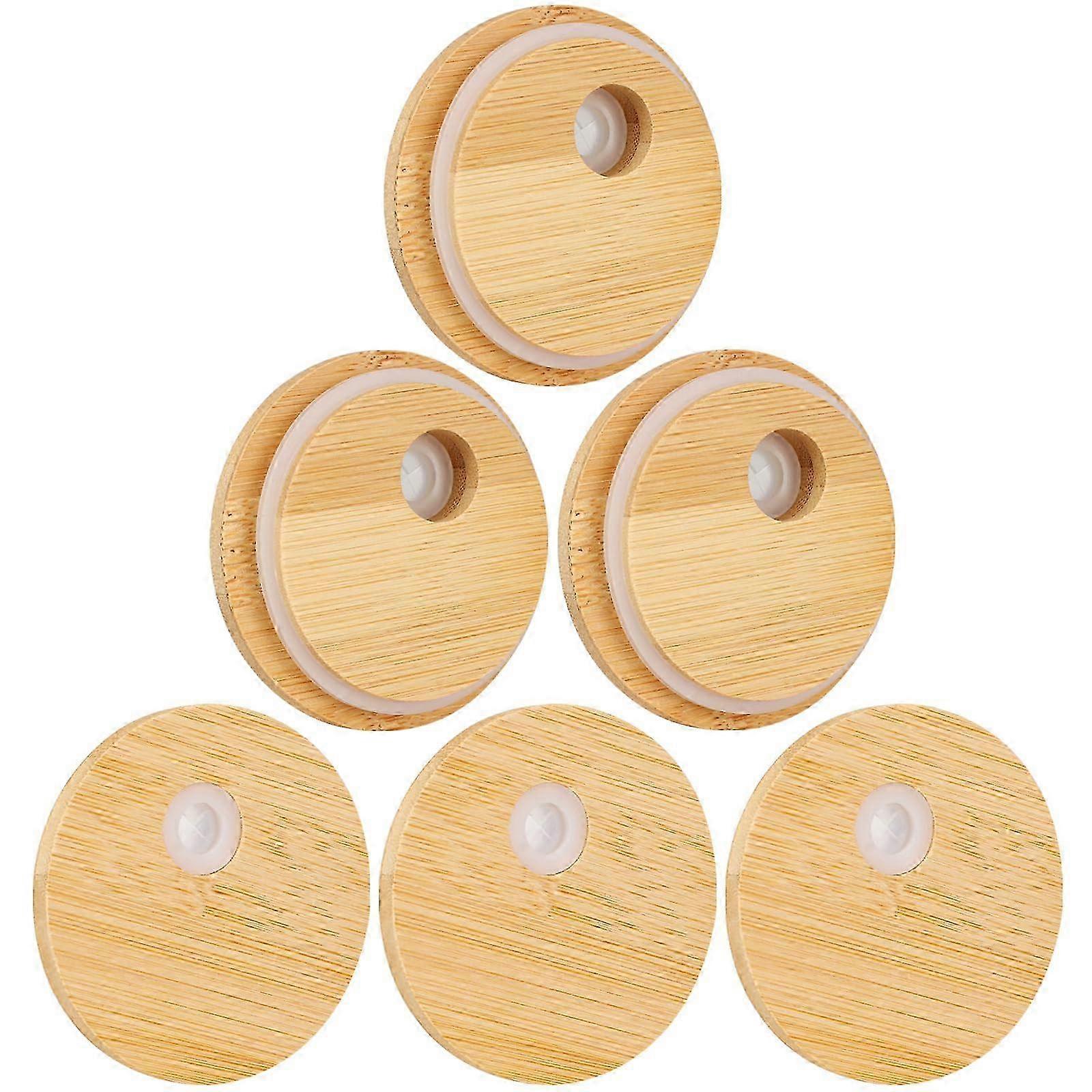 6 PCS Bamboo Lids Replacement 58mm Diameter