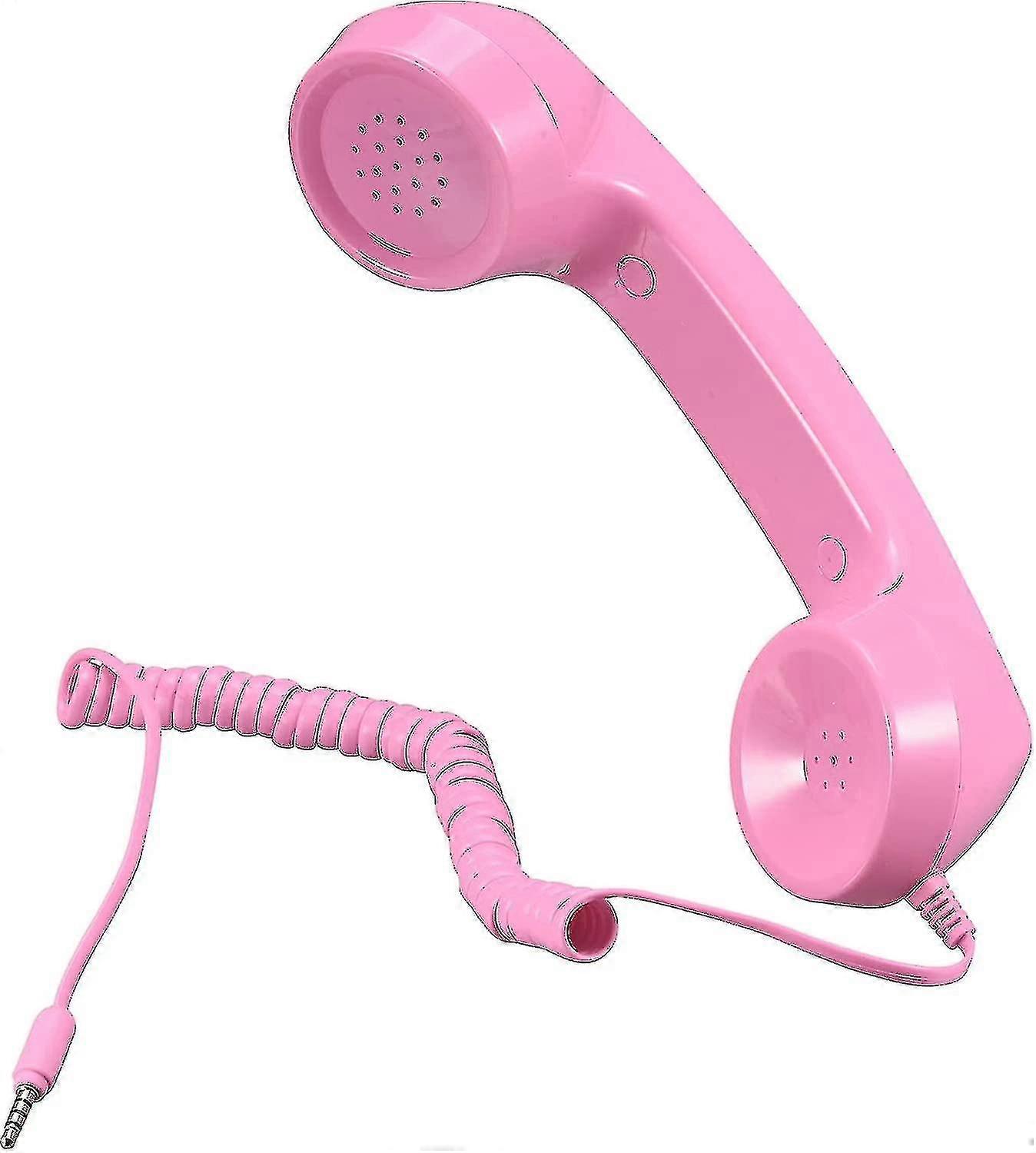 Auricular de teléfono retro rosa de 3,5 mm para micrófono y altavoz