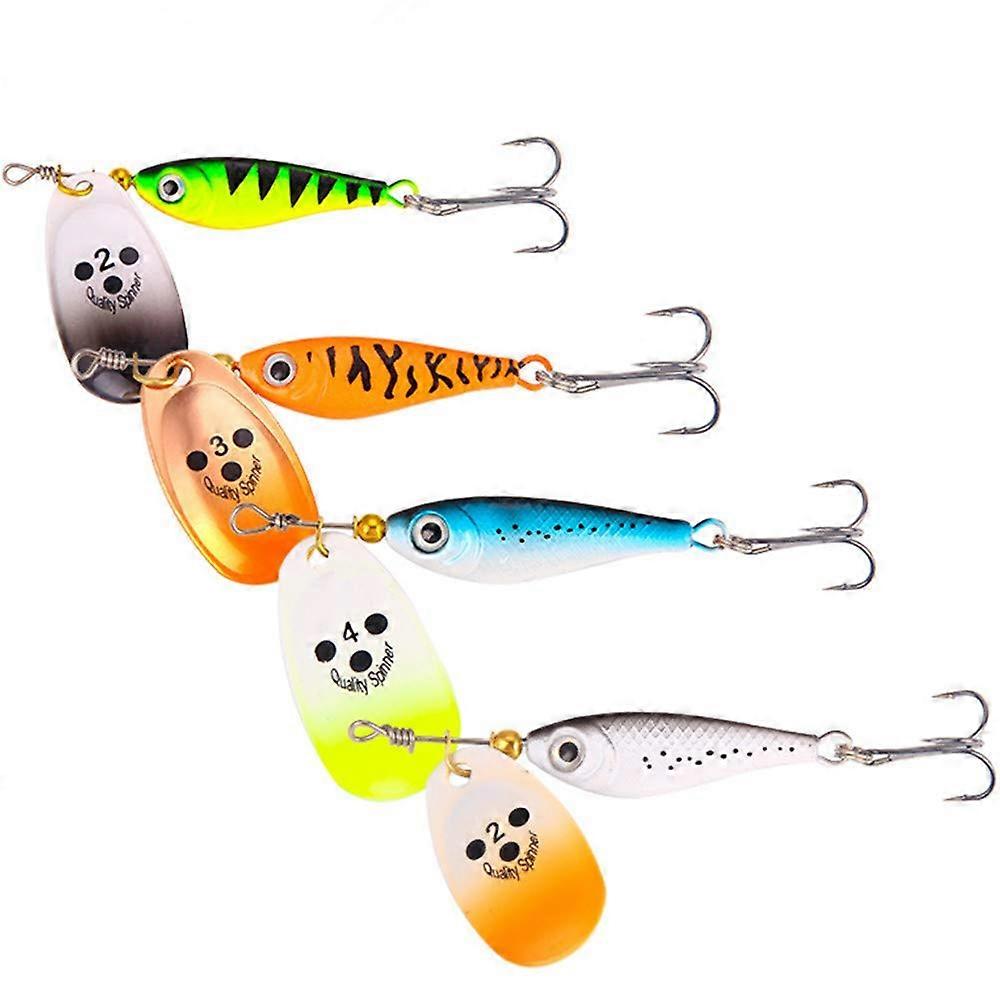 4 Piece Fishing Lure Trout Blinker Set Artificial Bait Single Hook Fishing Spoon Spinner Trout Bait (8.5 cm/15 g)
