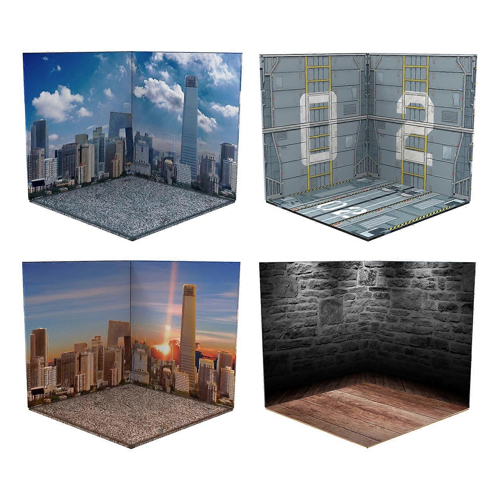 4pcs 1/12 Scale Backdrop Layout Storage Background Scene