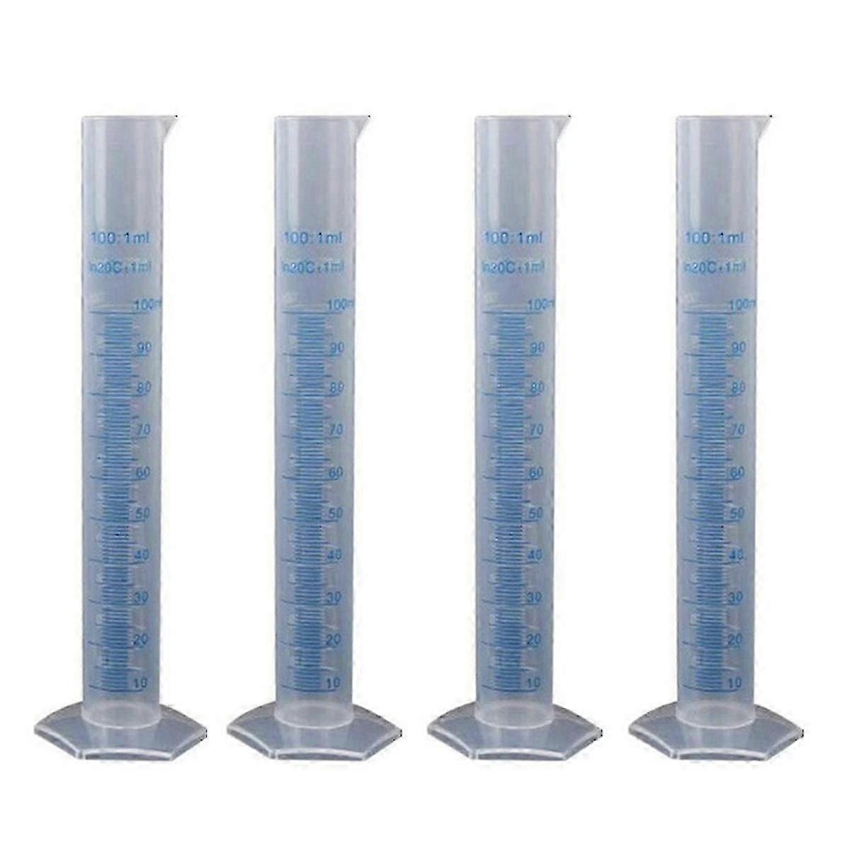 4X Plastic Graduated Measuring Cylinder Tool for Lab (100Ml)
