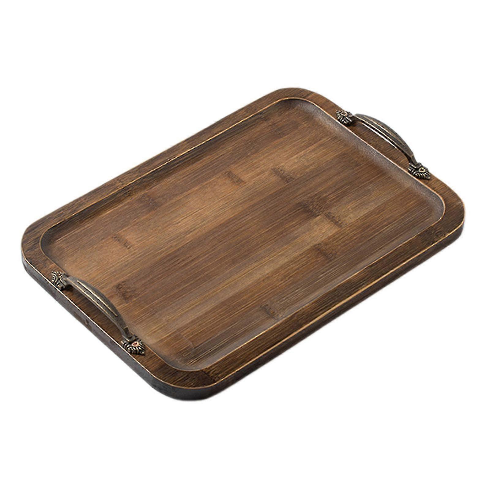 Serving Tray with Metal Handles for Cheese Coffee Breakfast