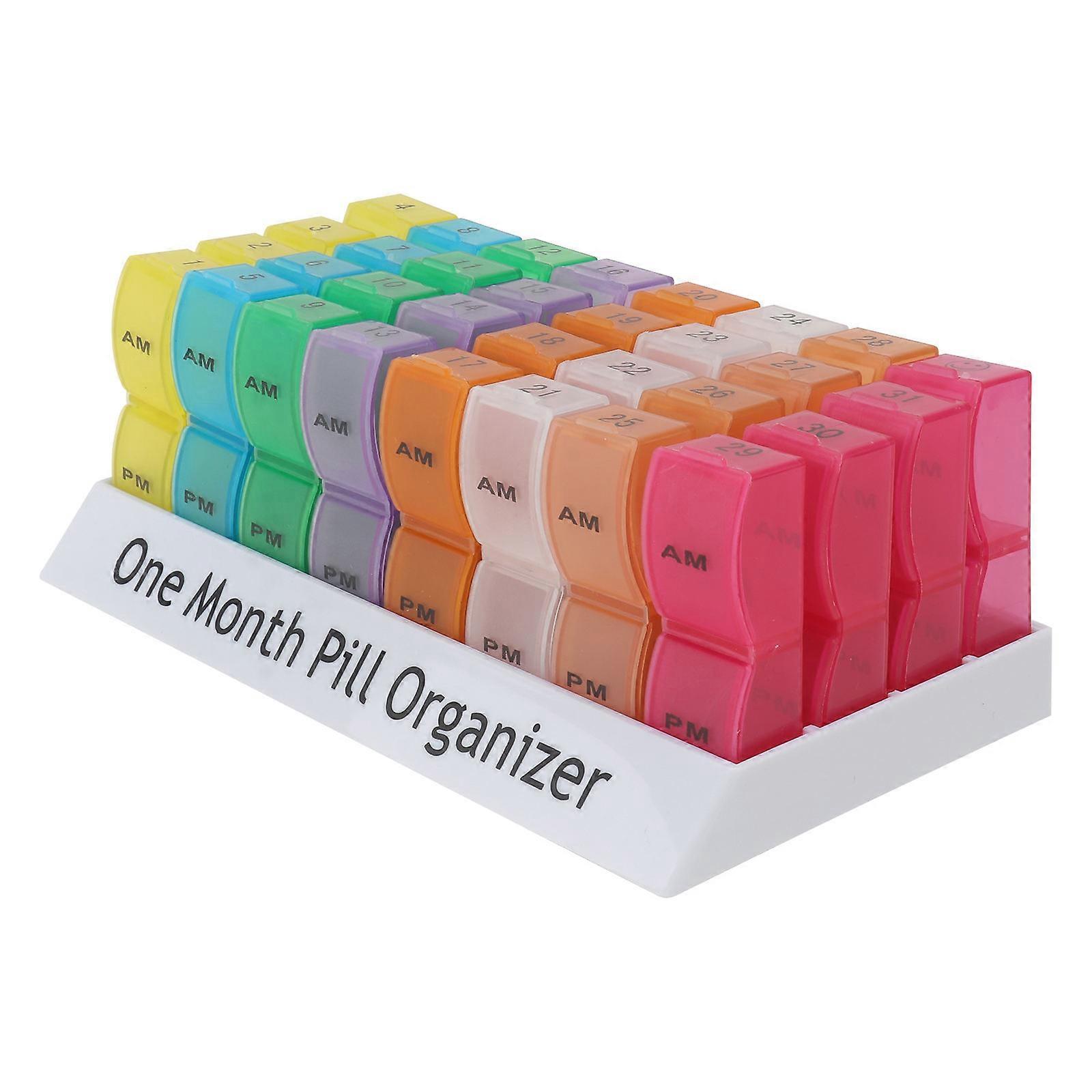 Portable Monthly Medicine Storage Container with Independent Sealed Compartments for Travel and Home Use Multi PP