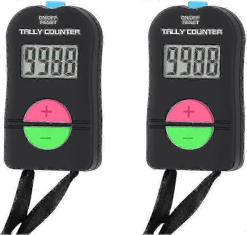 2-Pack Digital Hand Tally Counter Clicker with Lanyard, Addition & Subtraction Electronic Manual Counter
