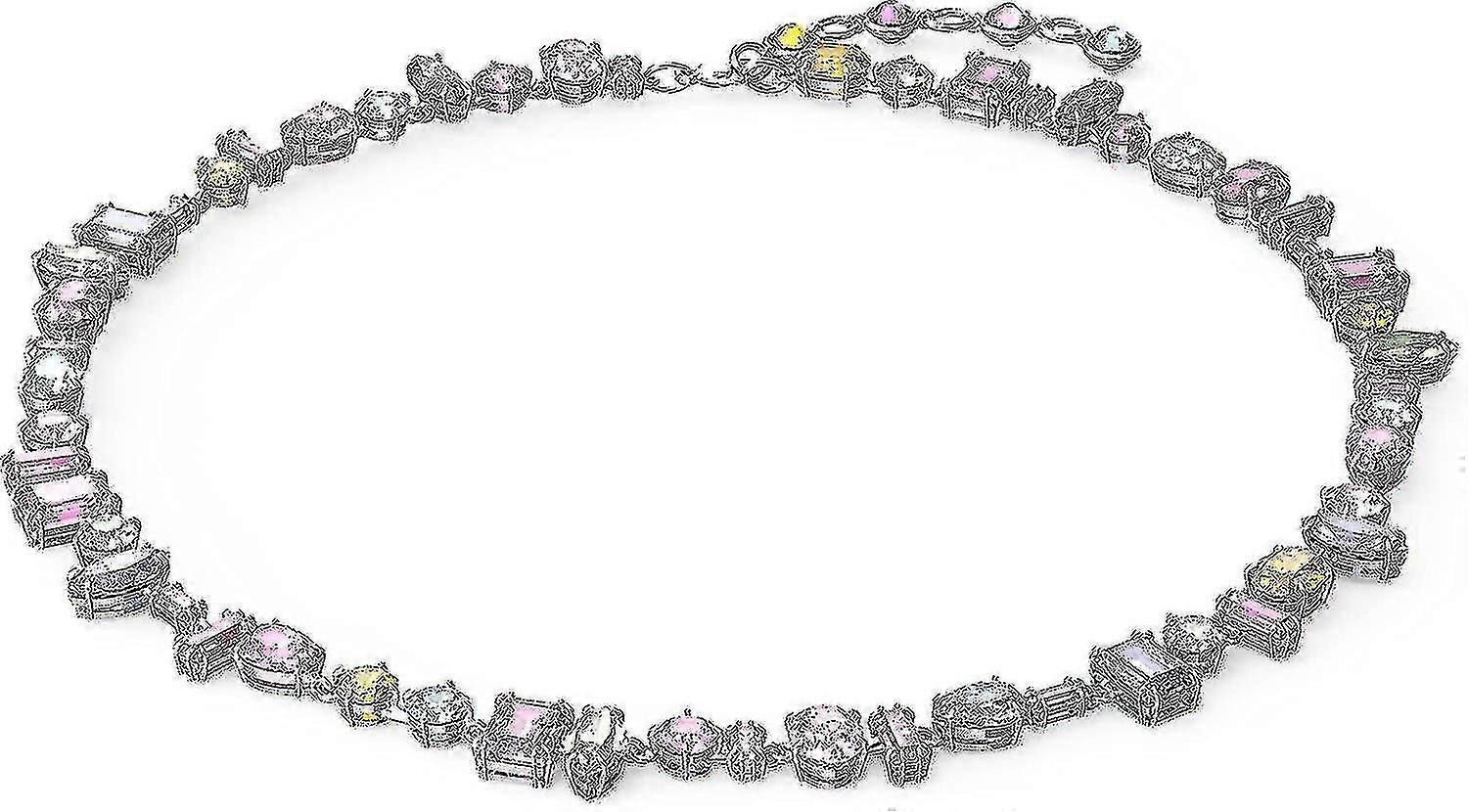 Gema Necklace, Adjustable, With Multicolored Crystals In Mixed Classic Cuts On A Rhodium Finish Setting, Part Of The Gema Collection