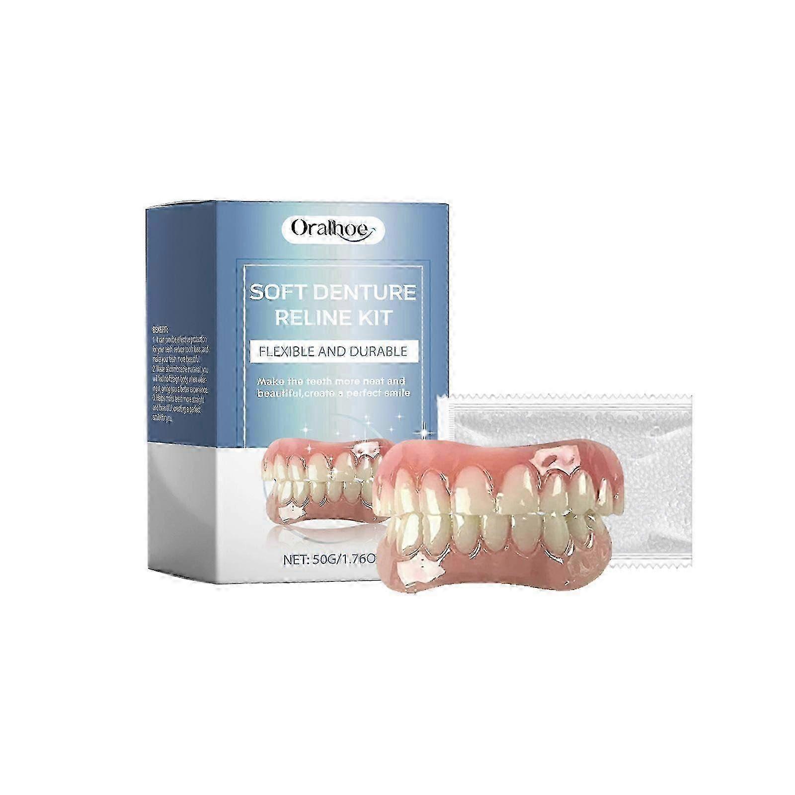 Soft Denture Reline Kit, Denture Kit, Teeth Set, Snap On Dentures Teeth Silicone Denture Top And Bottom Denture