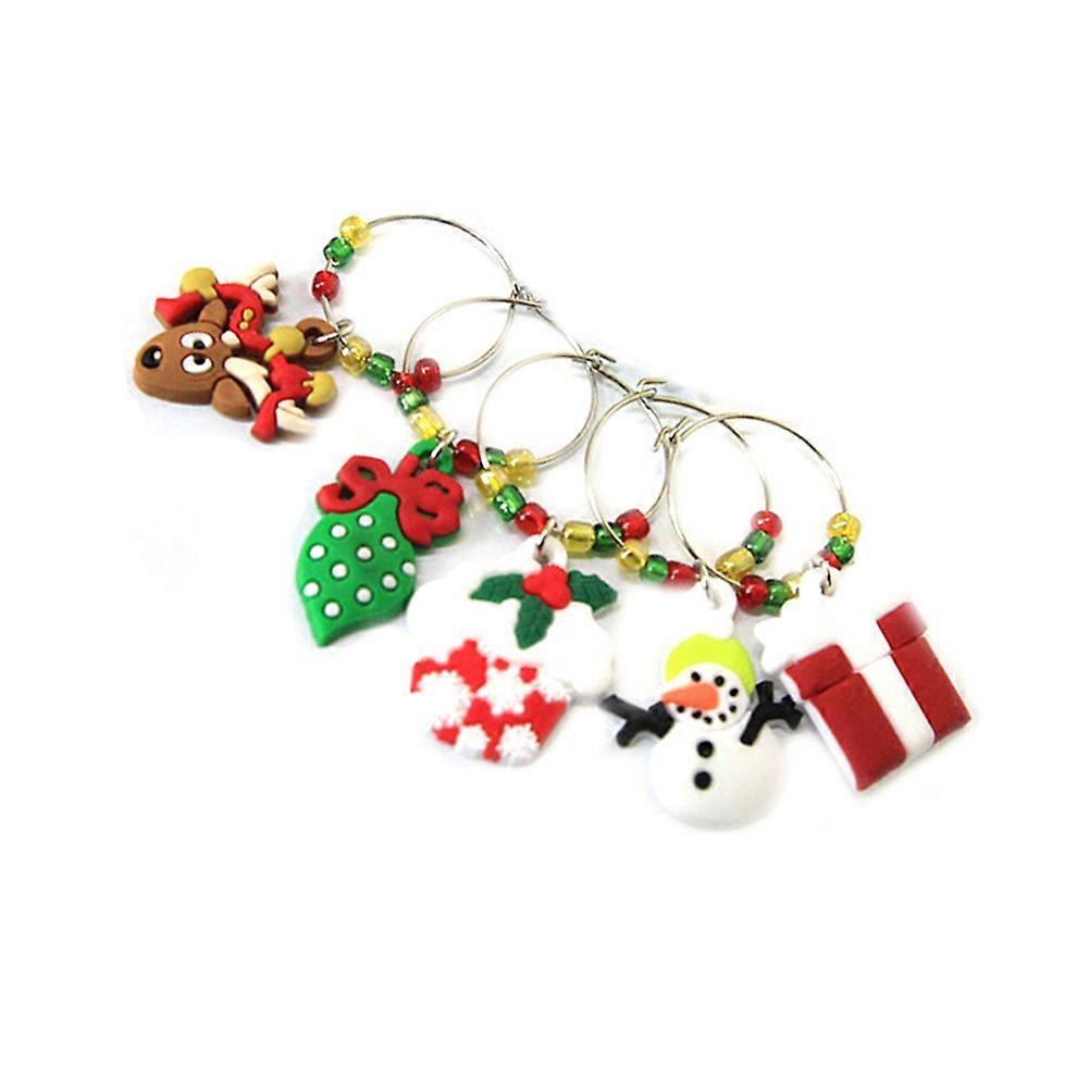 Silicone Glass Charms Christmas Themed Drink Markers Classic Style Party Supplies Friends And Guests 6Pcs