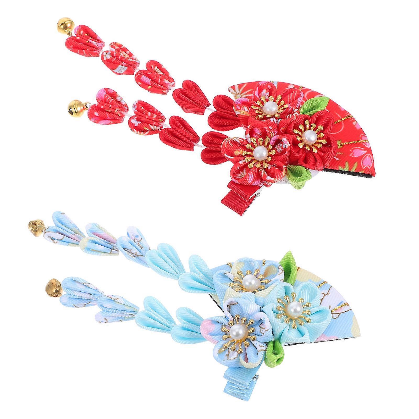 Elegant Japanese Hairpins with Flower Tassels Traditional Kimono Hair Accessories for Women, Floral Hair Clips for Weddings, Cultural Events, and