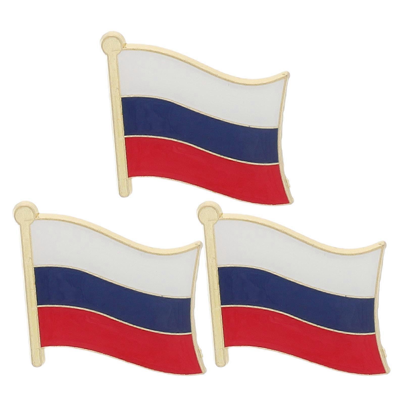 3pcs Russian Flag Lapel Pin Durable Metal Badge for School Events Team Activities Eye Catching Design Versatile Collectible Wearable Pin