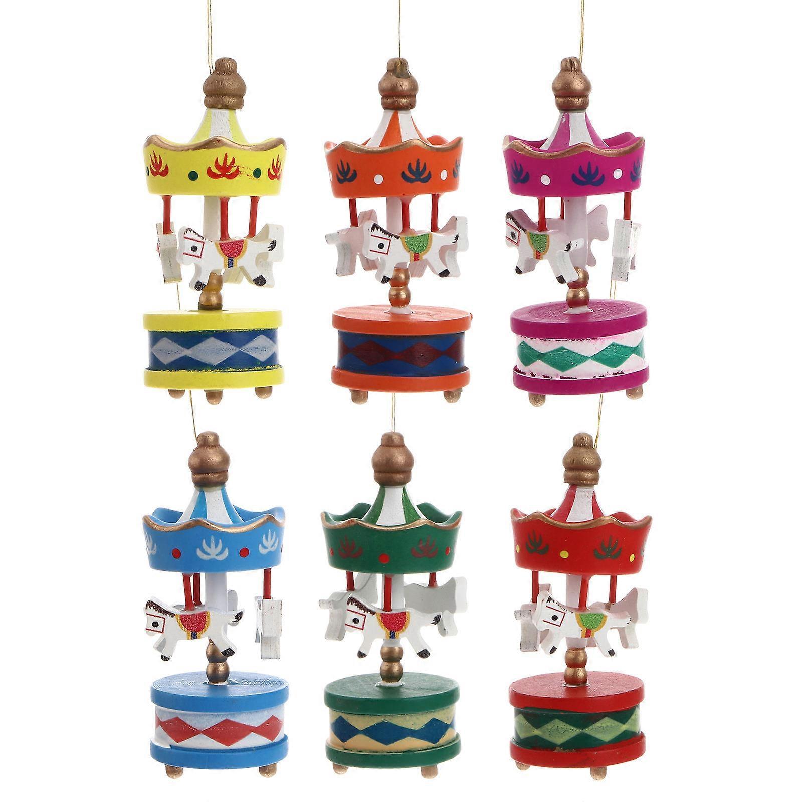 Xmas Merry Go Round Christmas Tree Decorations Round Shape Synthetic Material Festive Atmosphere Design 1Set6Pcs