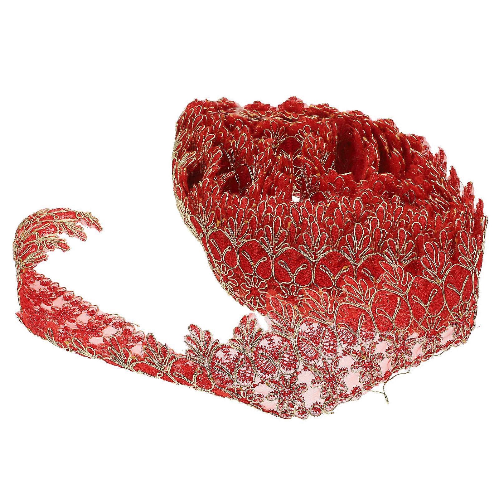 Embroidered Lace Trim Diy Sewing Lace Red 900X7cm Home Decoration 1Pack
