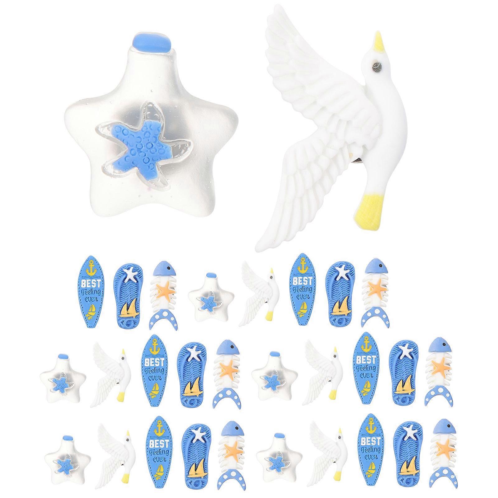Convenient Thumbtacks Ocean Themed For Daily Use Announcement Fixing Assorted Color 30Pcs