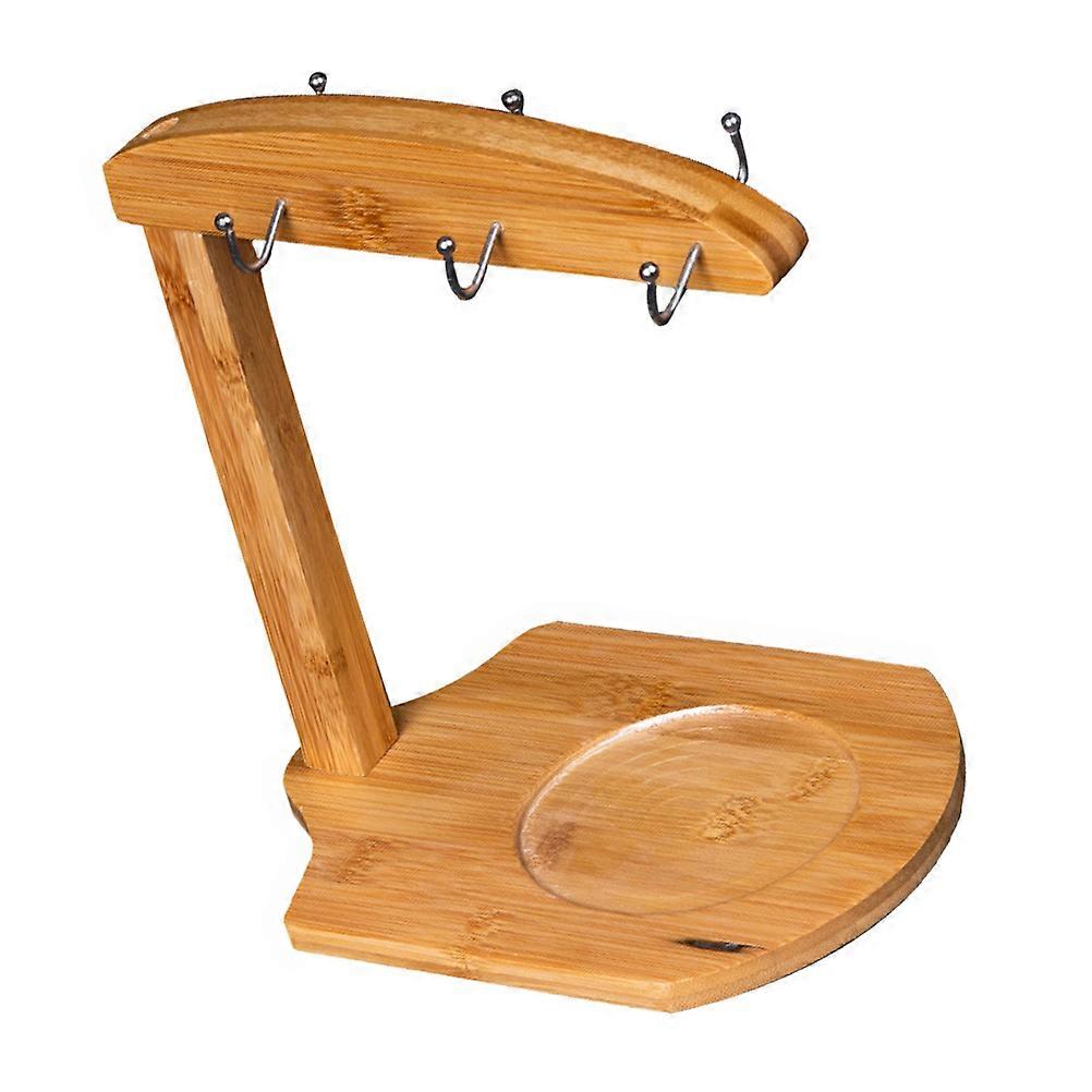 Bamboo Holding Rack Mug Hanger Stand Rectangular Light Brown 1Set