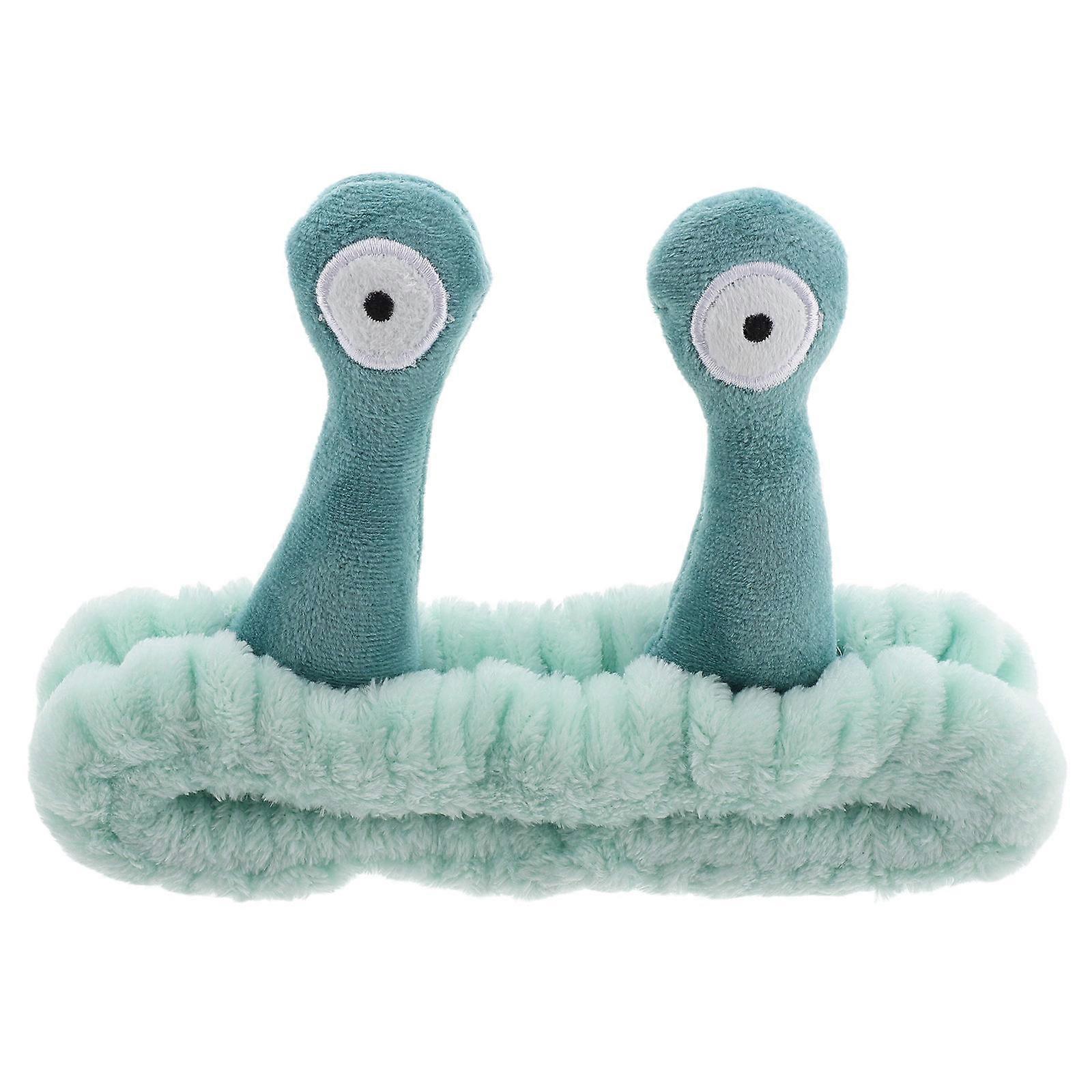 Cute Cartoon Snail Plush Headband Women Hair Management Skincare Routine Green 1Set