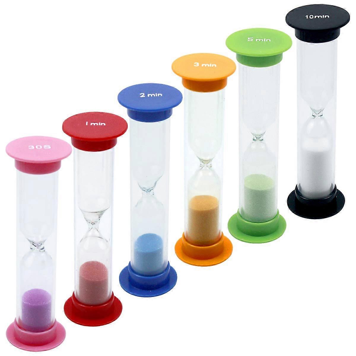 Colourful hourglass set of 6, 30 sec / 1 min / 2 min / 3 min / 5 min / 10 min